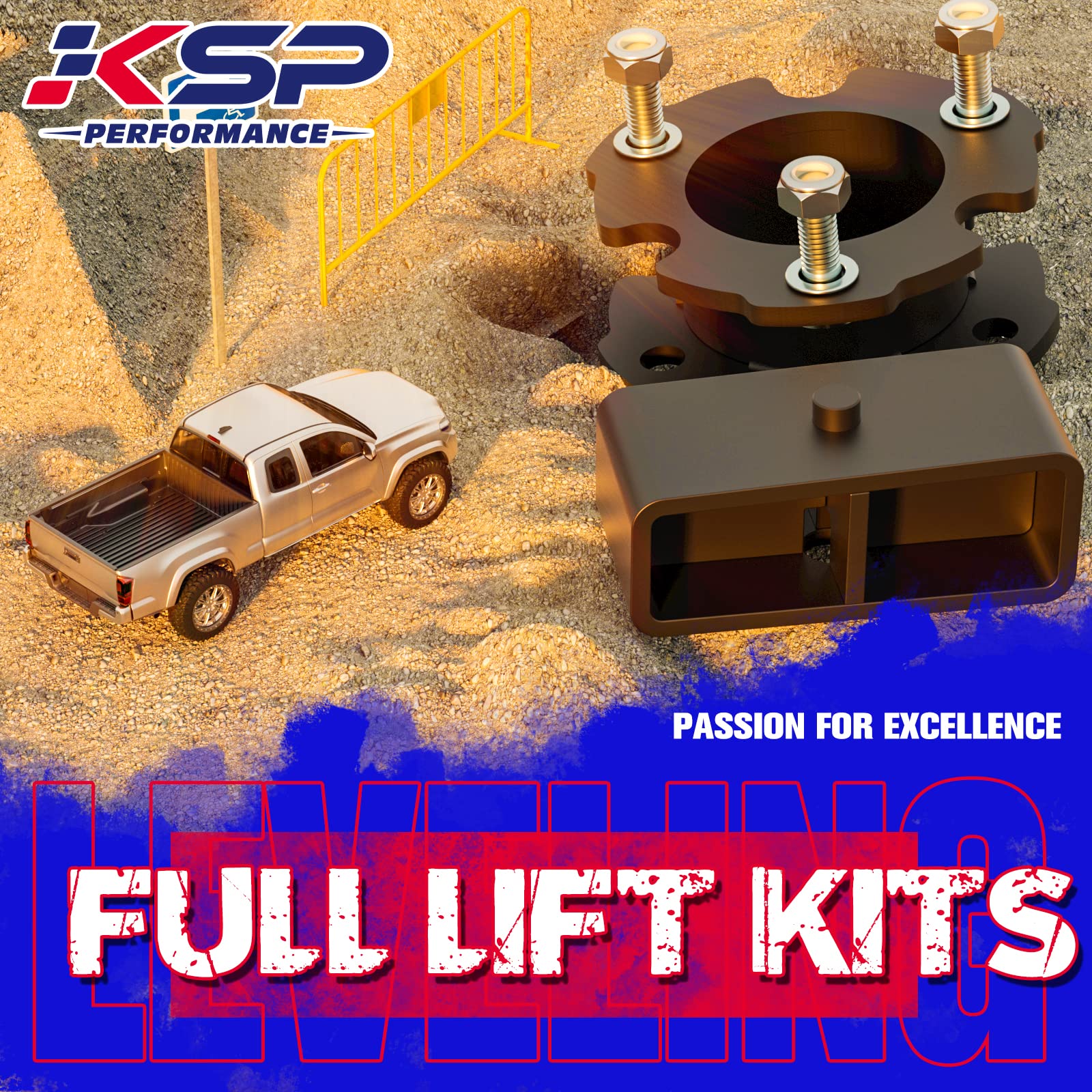 KSP PERFORMANCE Colorado Full Lift Kit - 3" Front & 2" Rear, Carbon Steel, Model KS-9K018-32, Compatible with 2015-2021 Chevy Colorado &