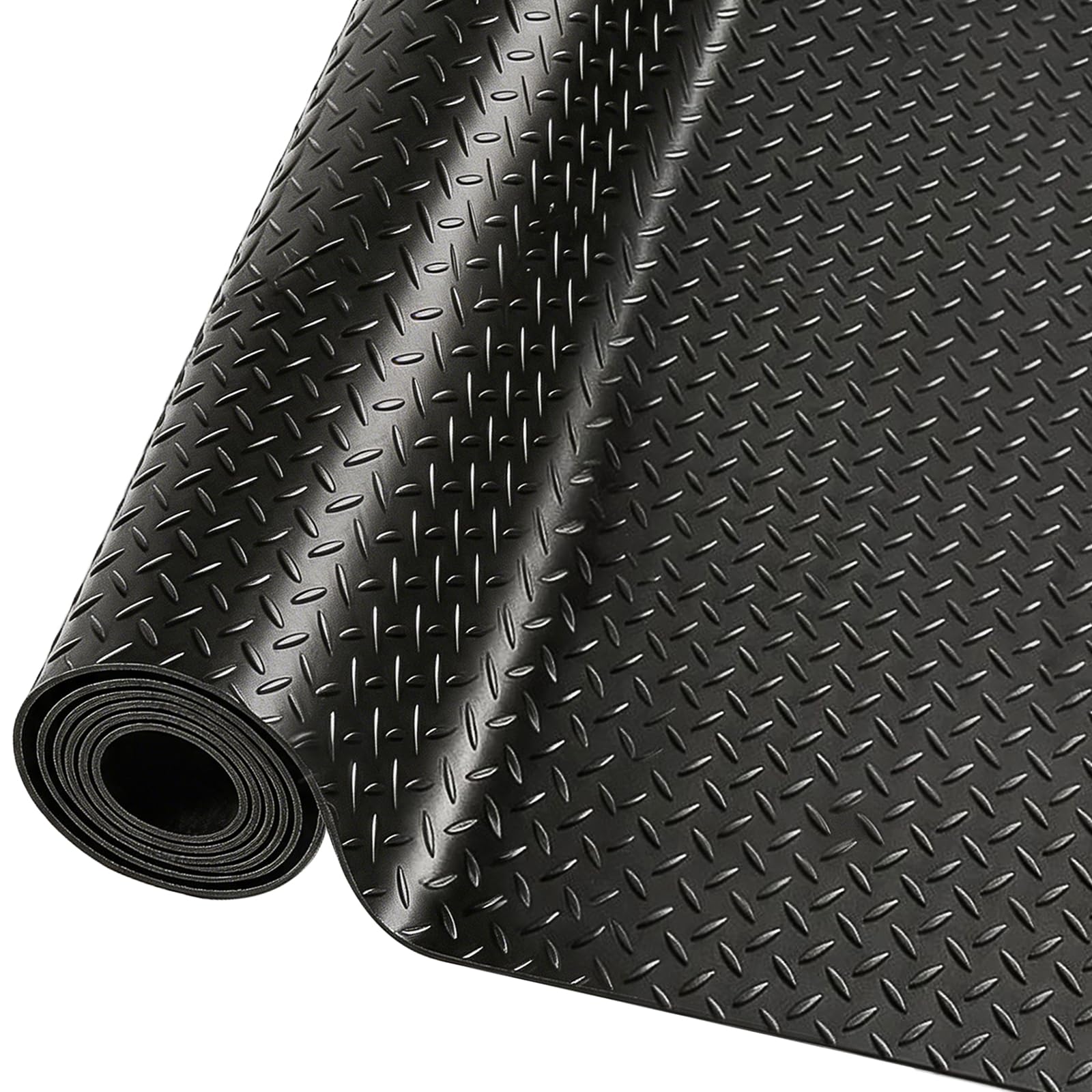 THAIMATS 4x10FT Flooring Roll Diamond Plate Rubber Garage Floor Mat, Non-Slip Commercial Grade Parking Mat for Garage Floor,Ware