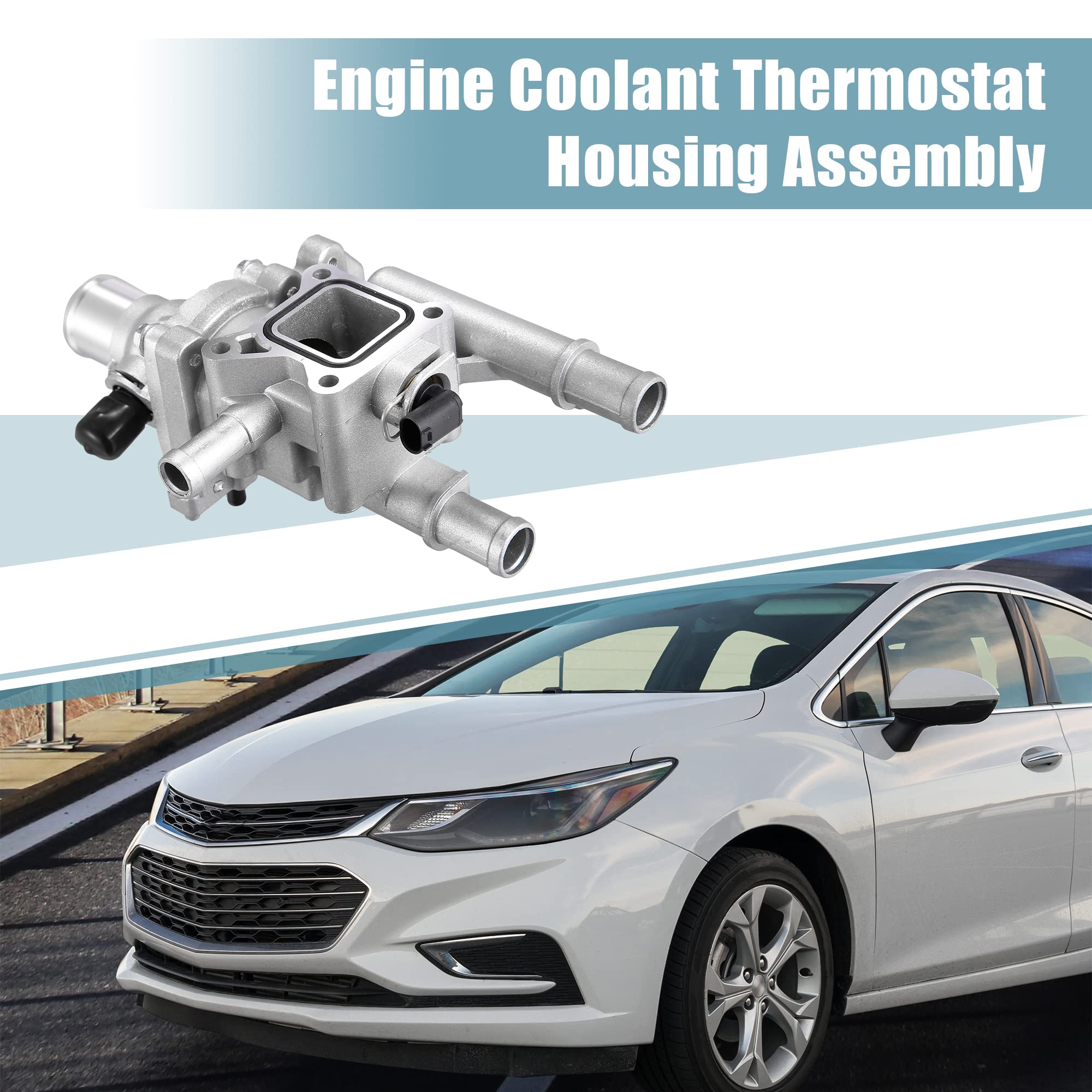 X AUTOHAUX Engine Coolant Thermostat Housing Assembly with Sensor Gasket for Chevrolet Cruze 2011-2016 for Chevy Sonic 2013-2018