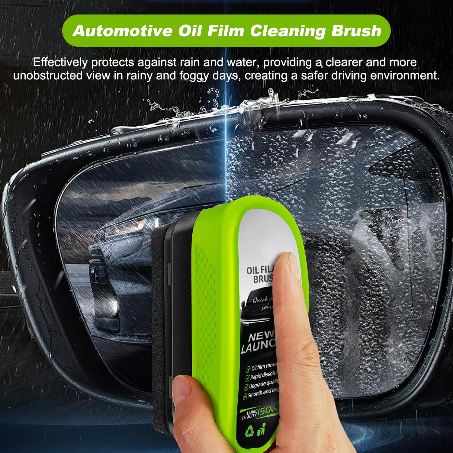 2Pcs Automotive Oil Film Cleaning Brush,Reusable Oil Film Cleaning Brush,Glass Cleaning Board,Oil Film Cleaning Brush,Car Glass