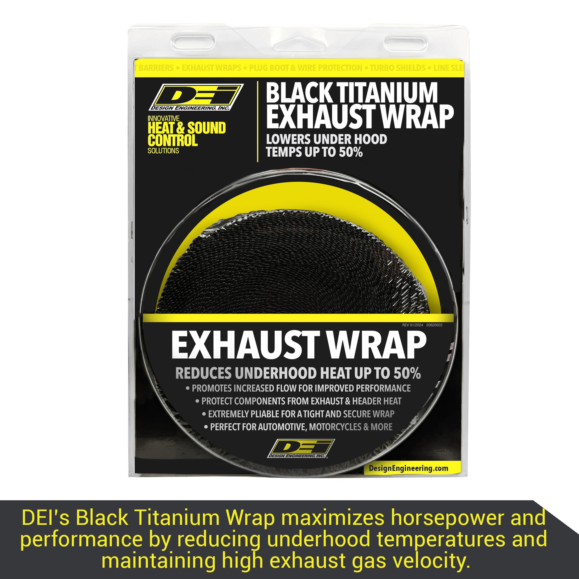 Design Engineering Inc. Black Titanium Exhaust Heat Wrap (2'' X 50') With Lr Technology - Withstands Direct Heat Up To 1800F & 2