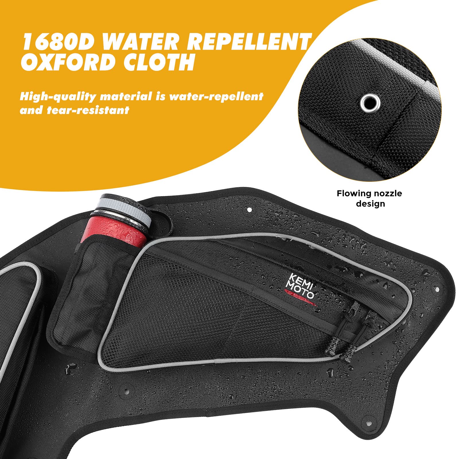 KEMIMOTO PRO XP 4 Rear Door Bags Storage Bags Rear Bed Gear Tool with Removable Knee Pad & PVC Wear Resistant Zippers Compatible with Polaris RZR PRO XP 4 Turbo R 4 PRO R 4 Accessories 2020-2024