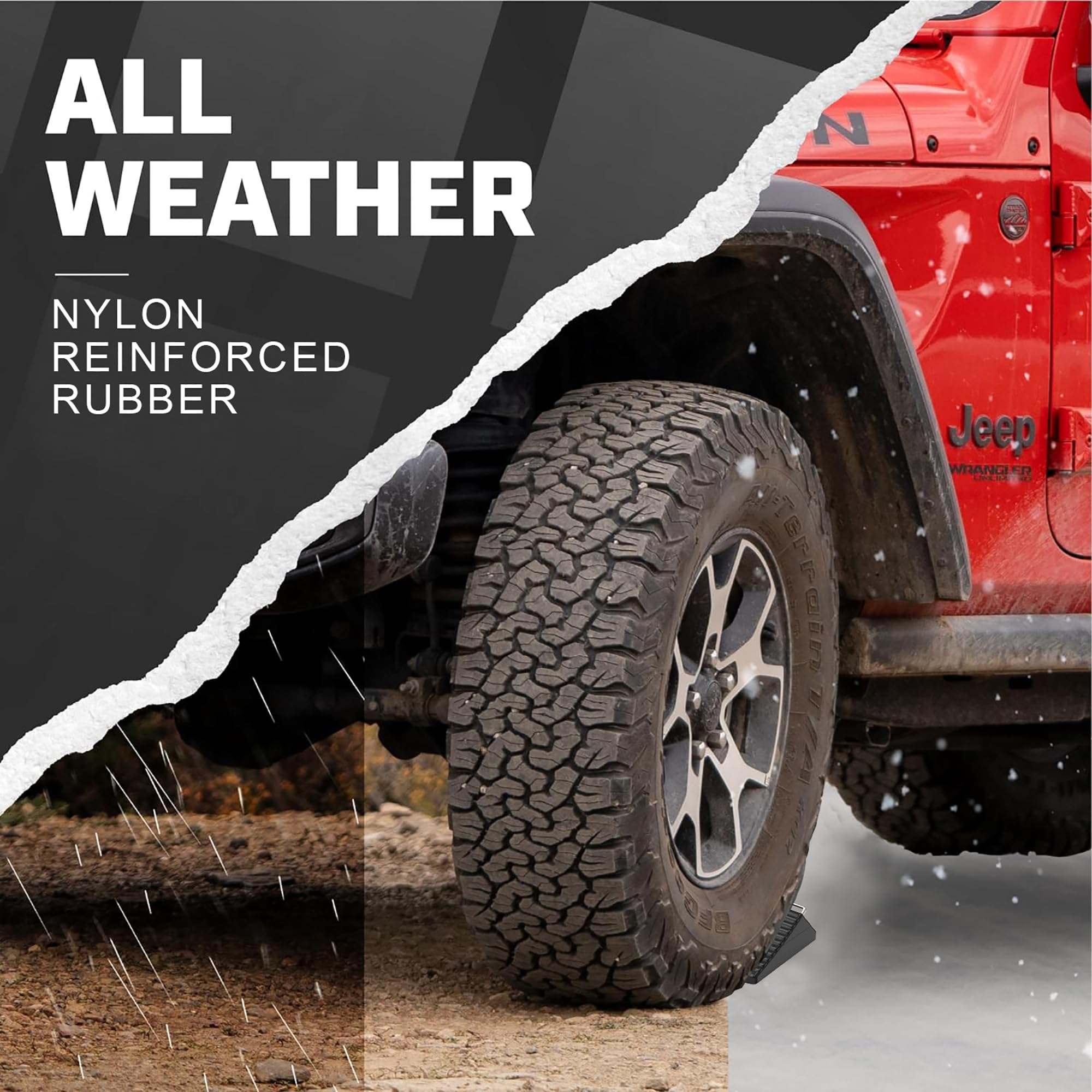 Wheel Chocks for Cars, RVs, Trucks, Trailers, and Vehicles G.V.W. up to 12T, 4 Pack - Anti Slip Bottom Tire Chock for All Weathe