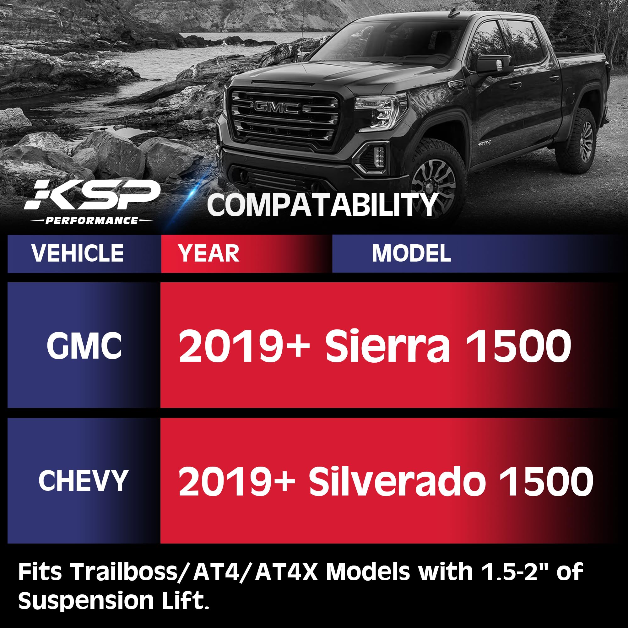 Ksp Front Upper Control Arms For 19-24 Chevy Silverado Gmc Sierra 1500, 2-4 '' Front Uca With Ball Joints For 2019+ Silverado Si