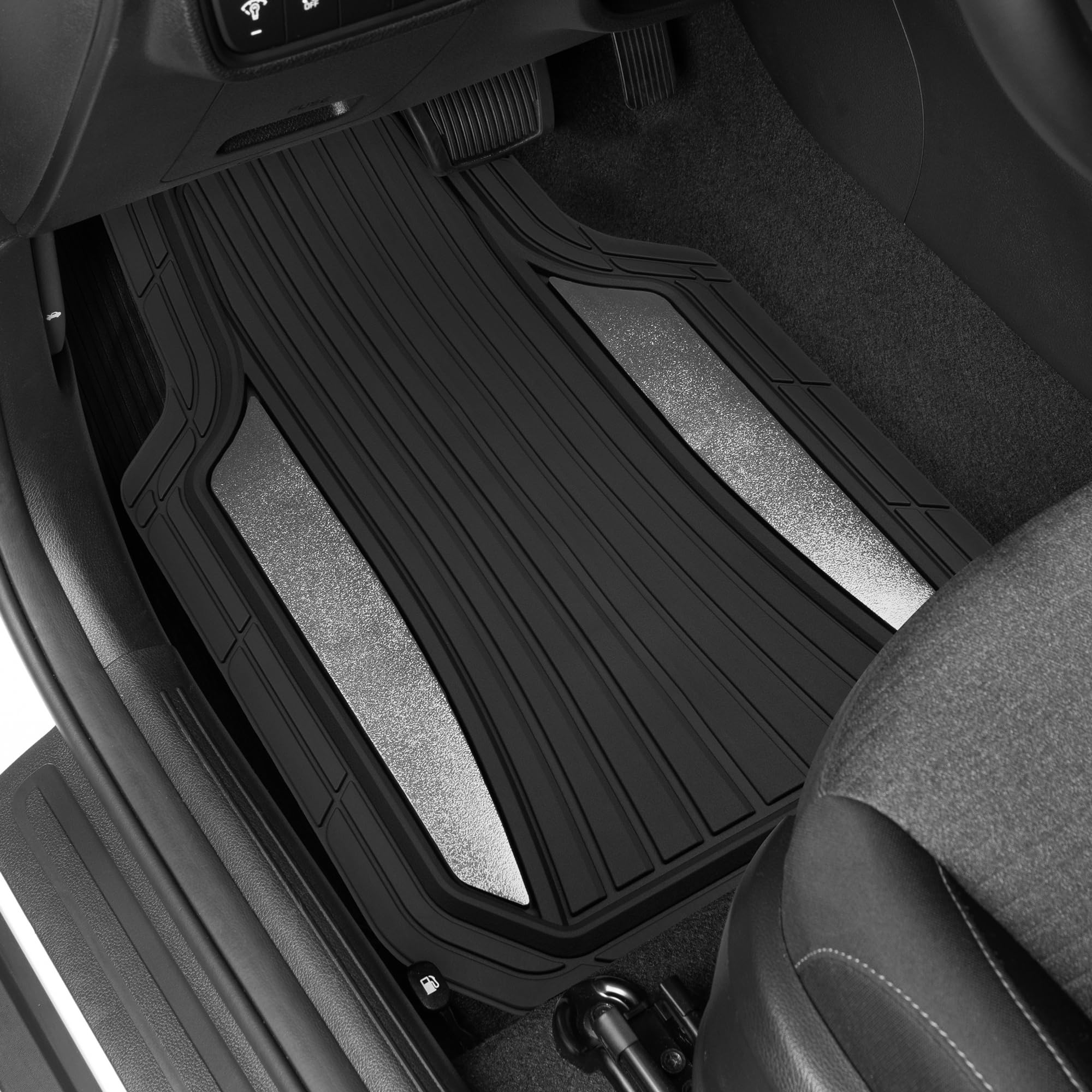 Motor Trend ChromeTech Car Floor Mats Full Set - Durable Rubber Floor Mats for Cars with Two Tone Accent, All Weather Interior P