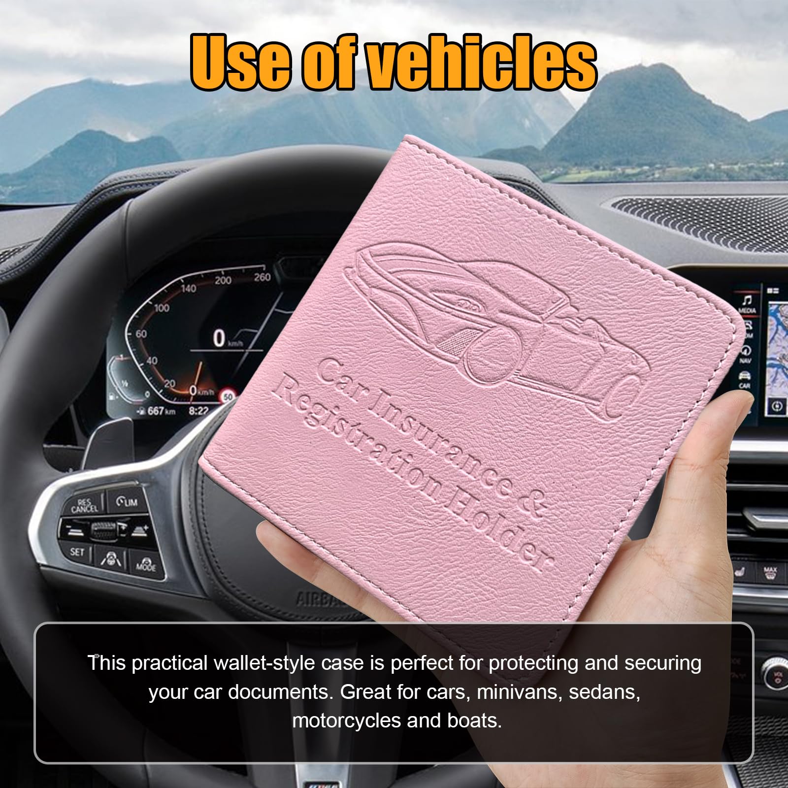 Kewucn Car Registration And Insurance Card Holder, Premium Leather Glove Box Organizer, Magnetic Closure Auto Document Holder Fo