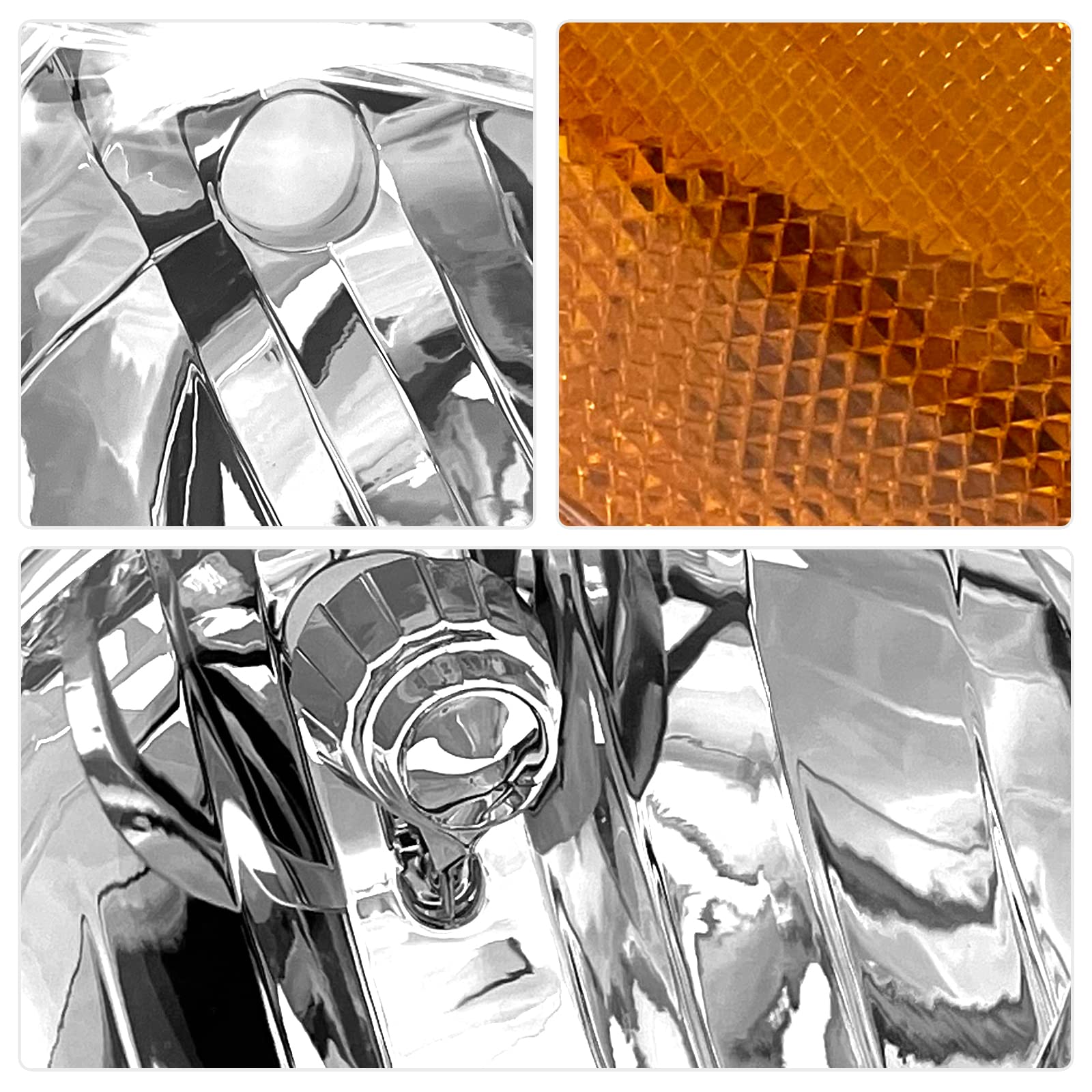 As Headlight Assembly Compatible With 2002 2003 2004 Toyota Camry Chrome Housing Amber Reflector Clear Lens Driver And Passenger