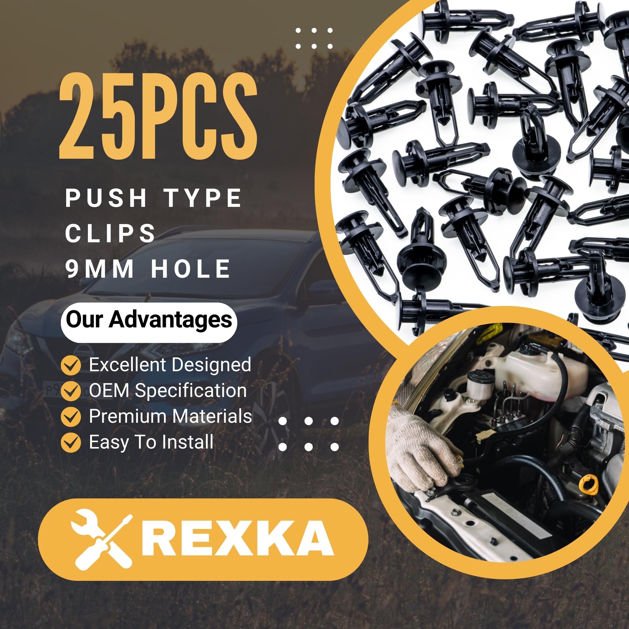 Rexka 25Pcs Fender Liner Bumper Cover Grille Retainer Clips Compatible With Toyota Lexus 52161-16010 52161-02020