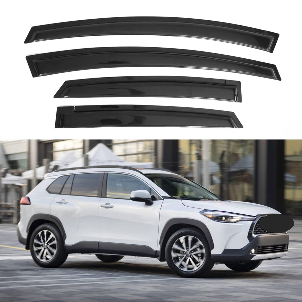 Ig Window Visor For Toyota Corolla Cross 2022 2023 2024, Rain Guard Tape-On Extra Durable Sun Wind Side Vent Window Deflector Mu