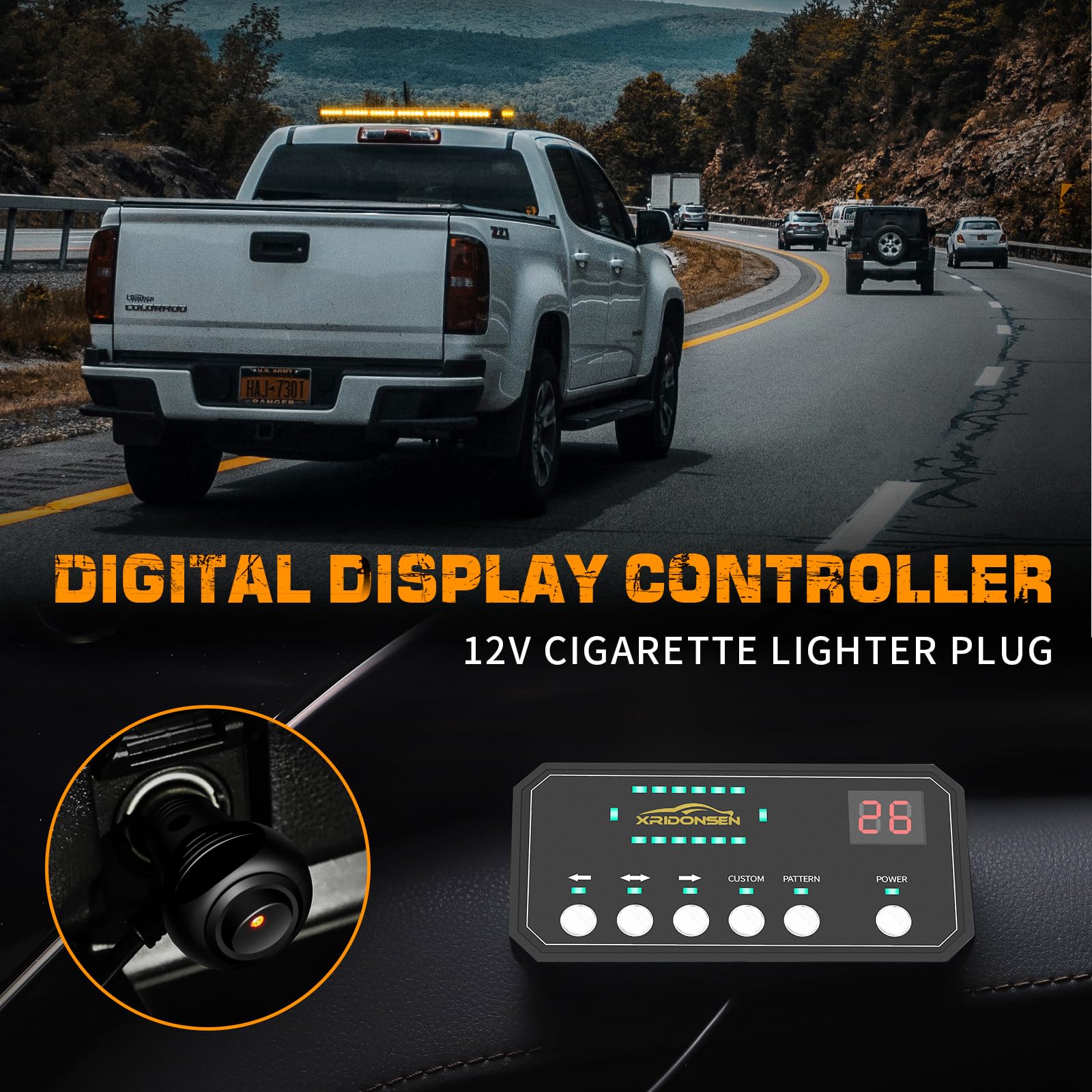 Xridonsen 28.4'' 80 Led Roof Top Amber Strobe Light Bar Emergency Warning Flashing Safety Hazard Double Side Traffic Advisor Lig