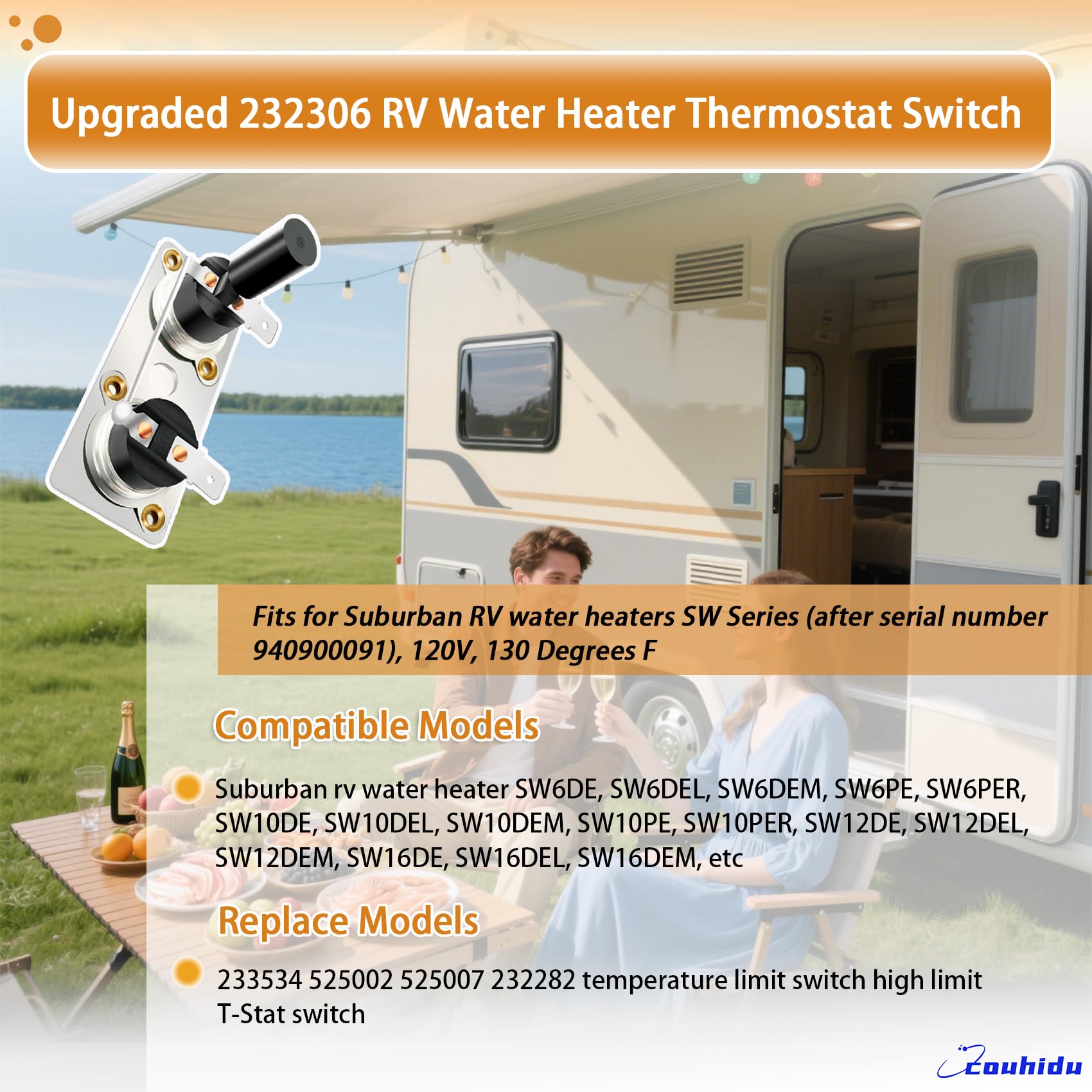 Upgraded 232306 RV Water Heater Thermostat Switch for Suburban SW Series RV Water Heater SW6DE SW6DEL SW10DE SW10DEL SW12DE SW12