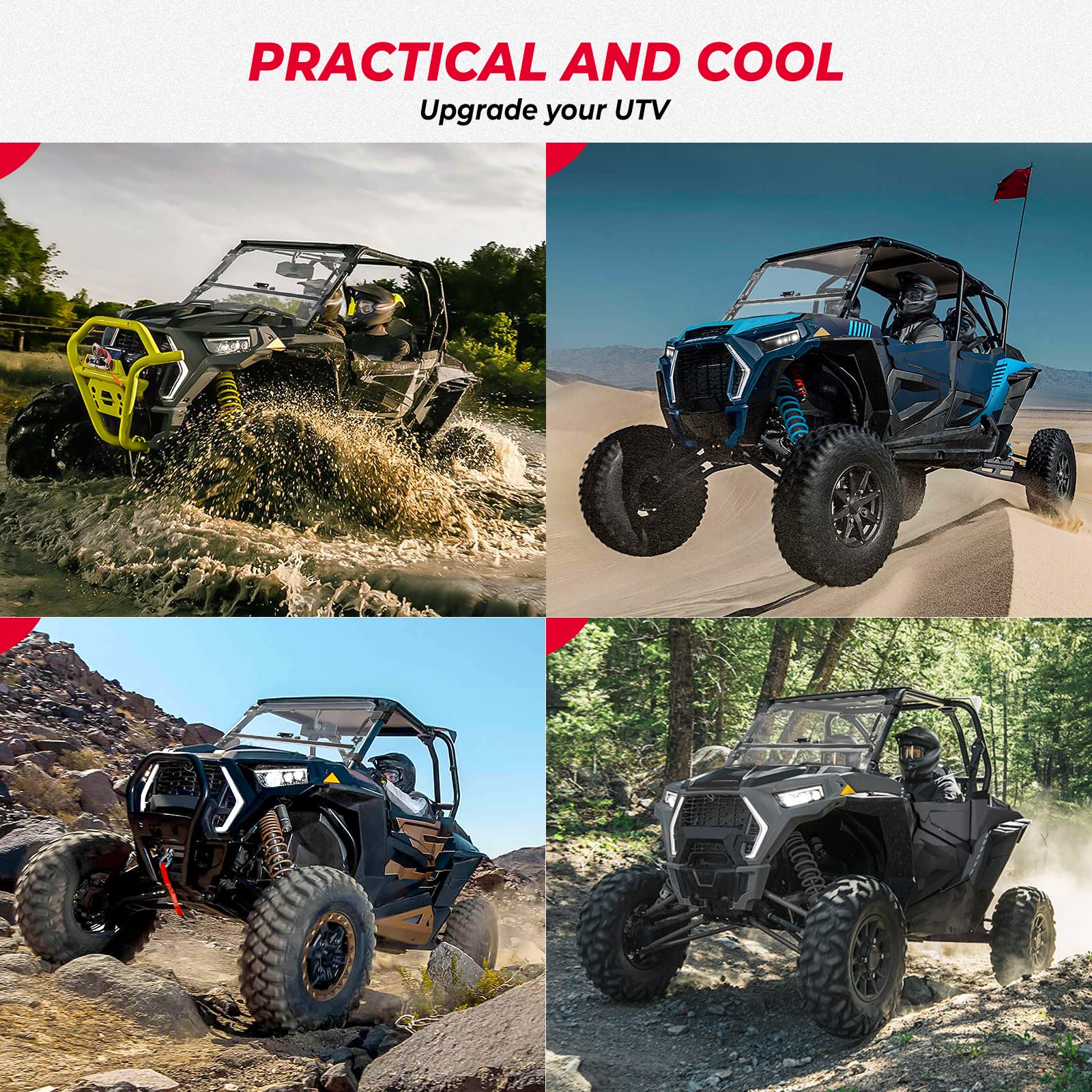 Kemimoto 2-In-1 Flip Up Windshield Upgraded Fit And Seal Compatible With 2019-2023 Polaris Rzr Xp 1000 /Rzr Xp Turbo /4 Rzr 1000 Xp Windshield Uv Resistant Heavy Duty Folding Window Hard Coated Pc