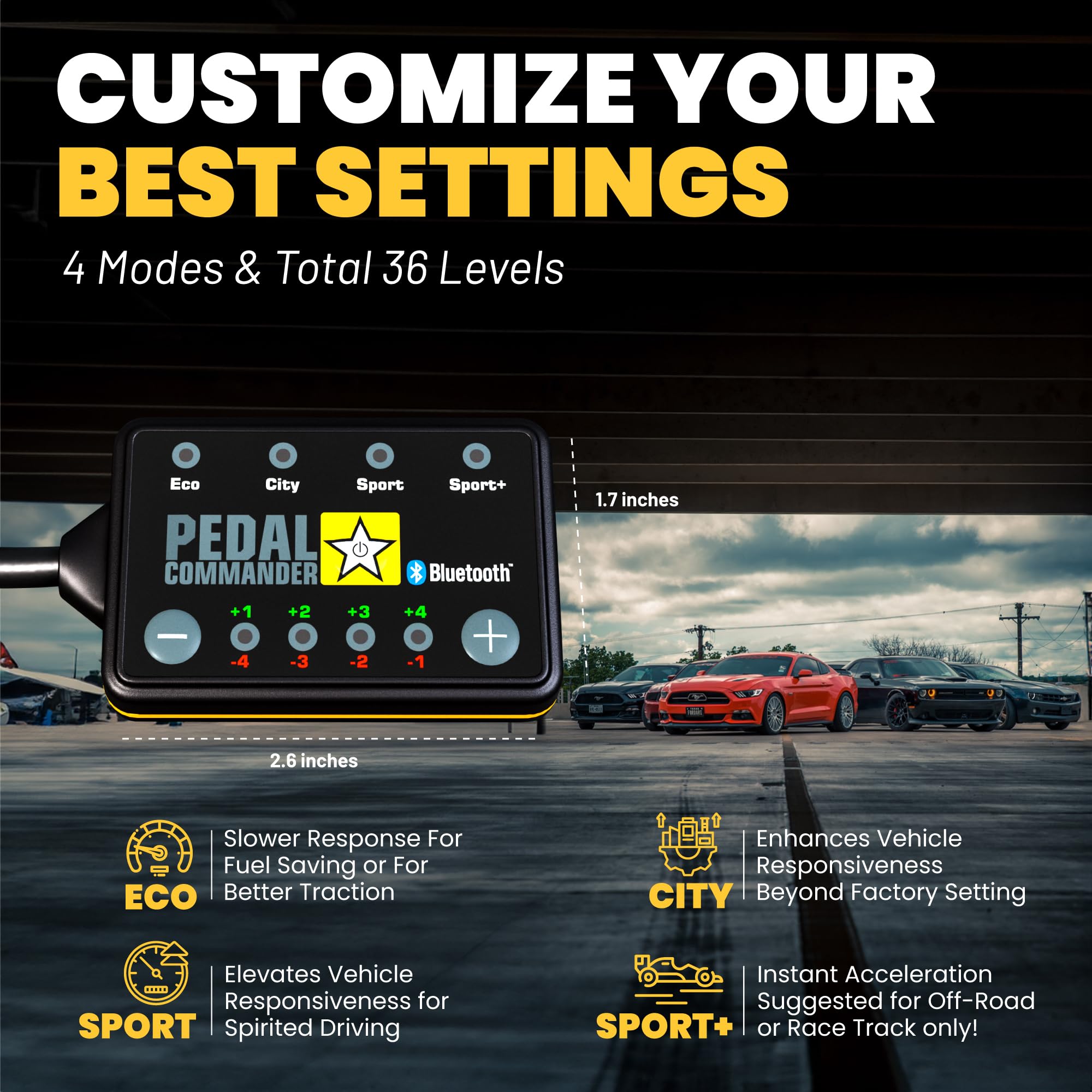 Pedal Commander For Toyota 4Runner 2010-2024 Throttle Response Controller, Plug-And-Play, 4 Drive Modes, 36 Sensitivity Levels,