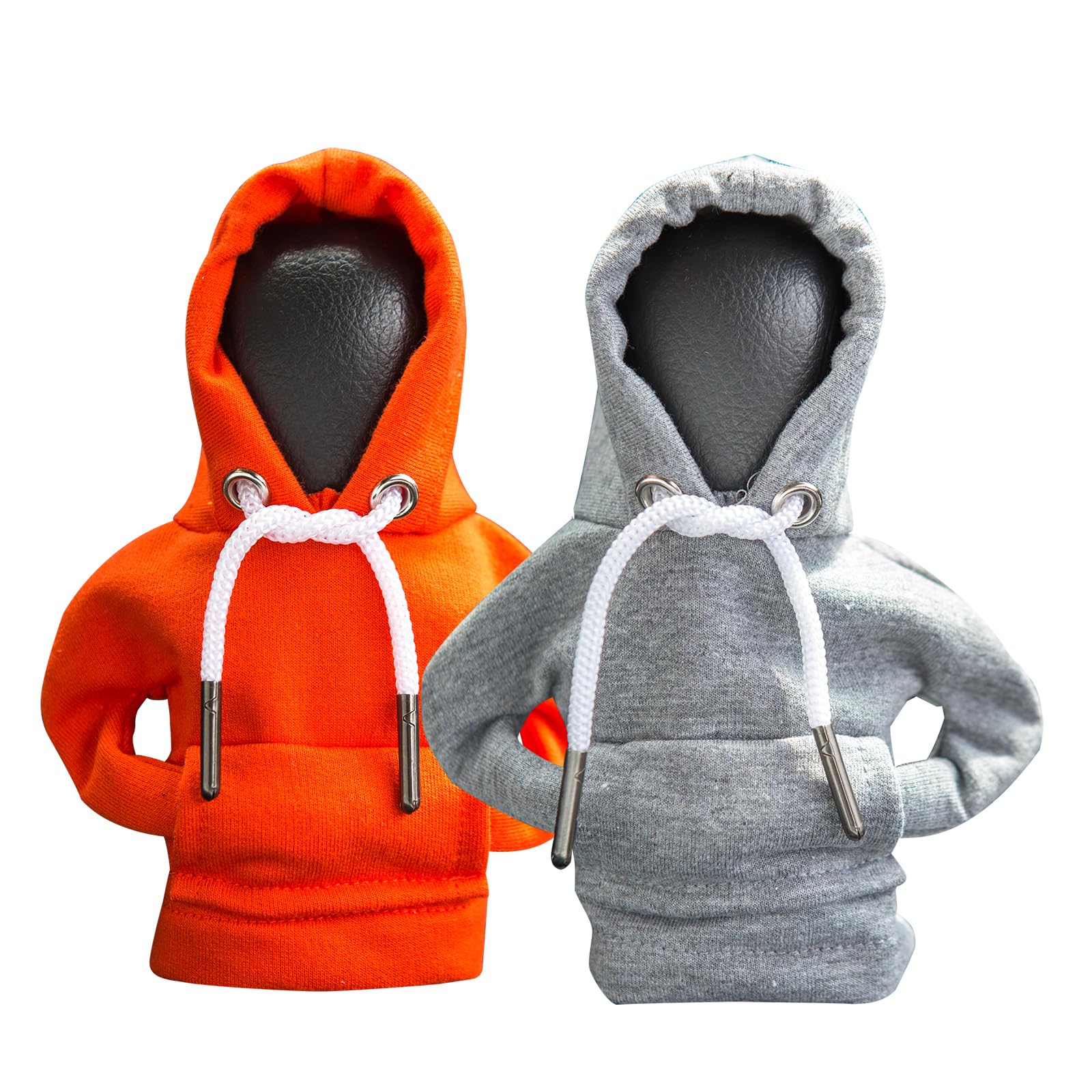 2Pcs Car Shift Knob Hoodie,Gear Shift Hoodie,Funny Sweater Hoodie For Gearshift,Automotive Interior Accessories(Orange And Gray)