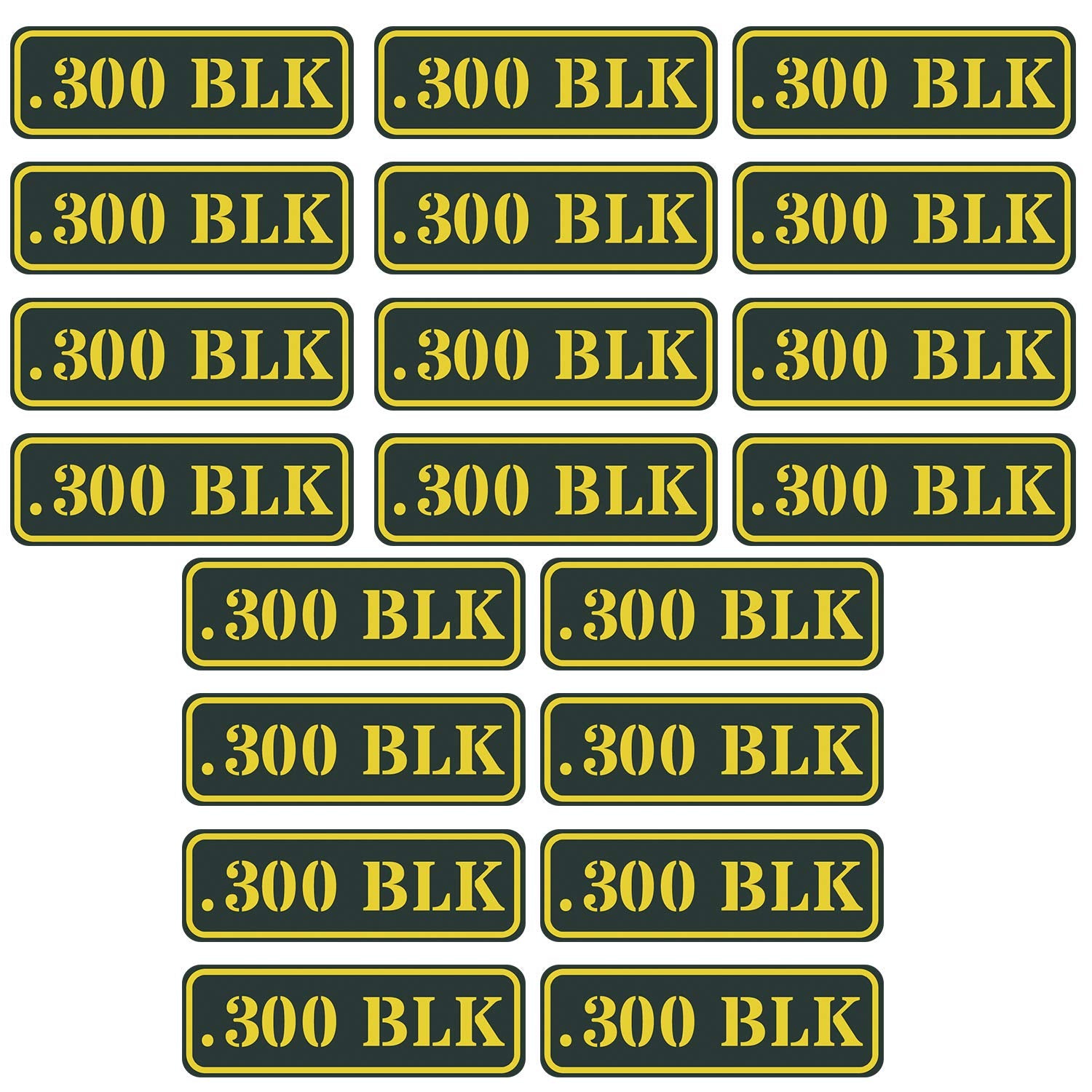 Aolamegs Ammo Can Vinyl Sticker Set Decal Label 9Mm 5.56 7.62 12Ga .22 .223 .308 .300 .380 .45 (20 Pack/.300Blk)