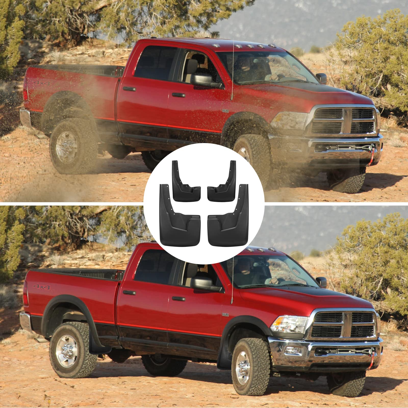 Bdfhyk Mud Flaps Splash Guards 4Pcs Front & Rear Side Mud Guards Compatible For 2019-2022 Dodge Ram 1500 With Fender Flares