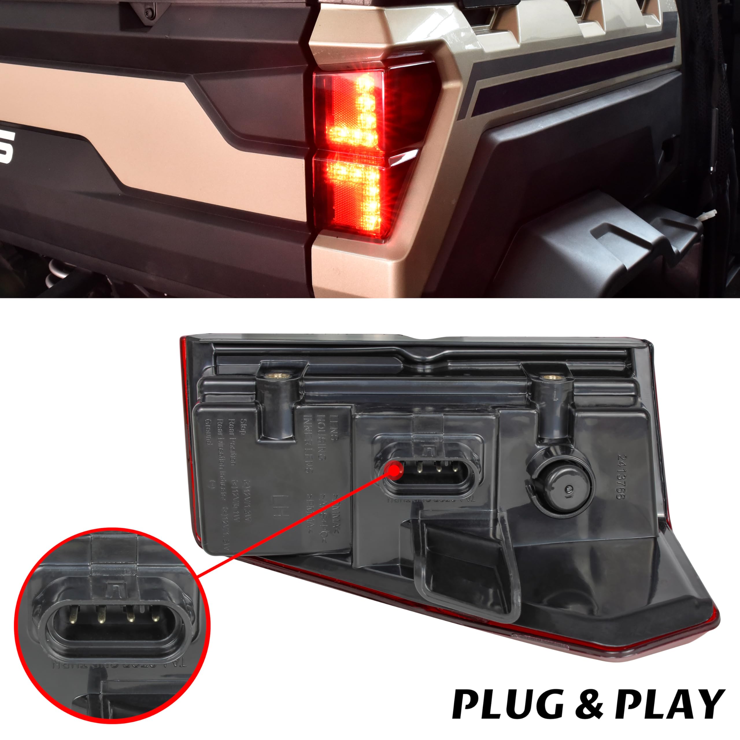 SAUTVS Ranger XP 1000 Taillights 18-24, Red LED Tail Lights Rear Brake Stop Lights for Polaris Ranger XP 1000/ Crew XP 1000/ Ran