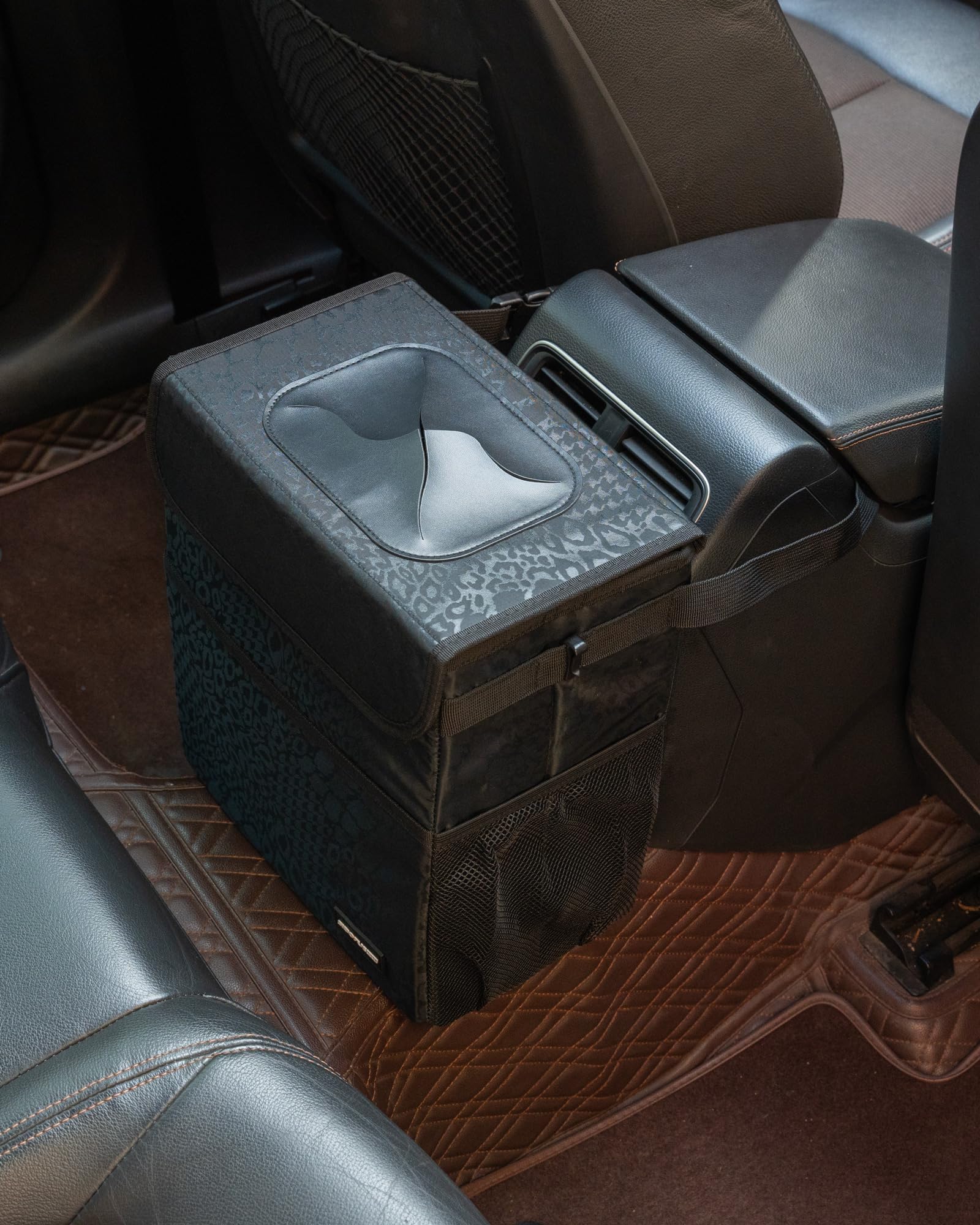 Sibofuego Sturdy 3 Gallon Car Trash Can - Ultra Large Capacity, Leak Proof, Waterproof Car Organizer And Storage With Pockets An