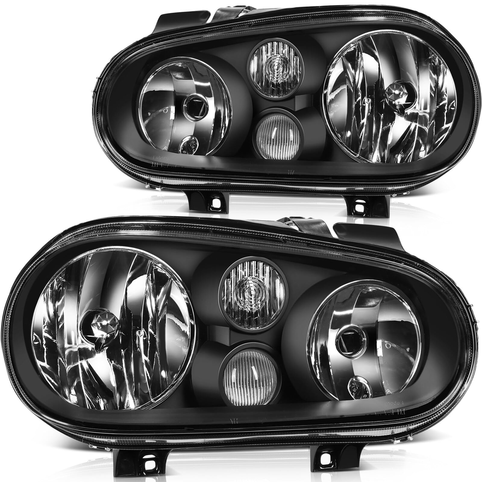 LSAILON Headlight Assembly Replacement Fit For Volkswagen For Cabrio 1999-2002 For Volkswagen For Golf 1999-2006 Black Housing C