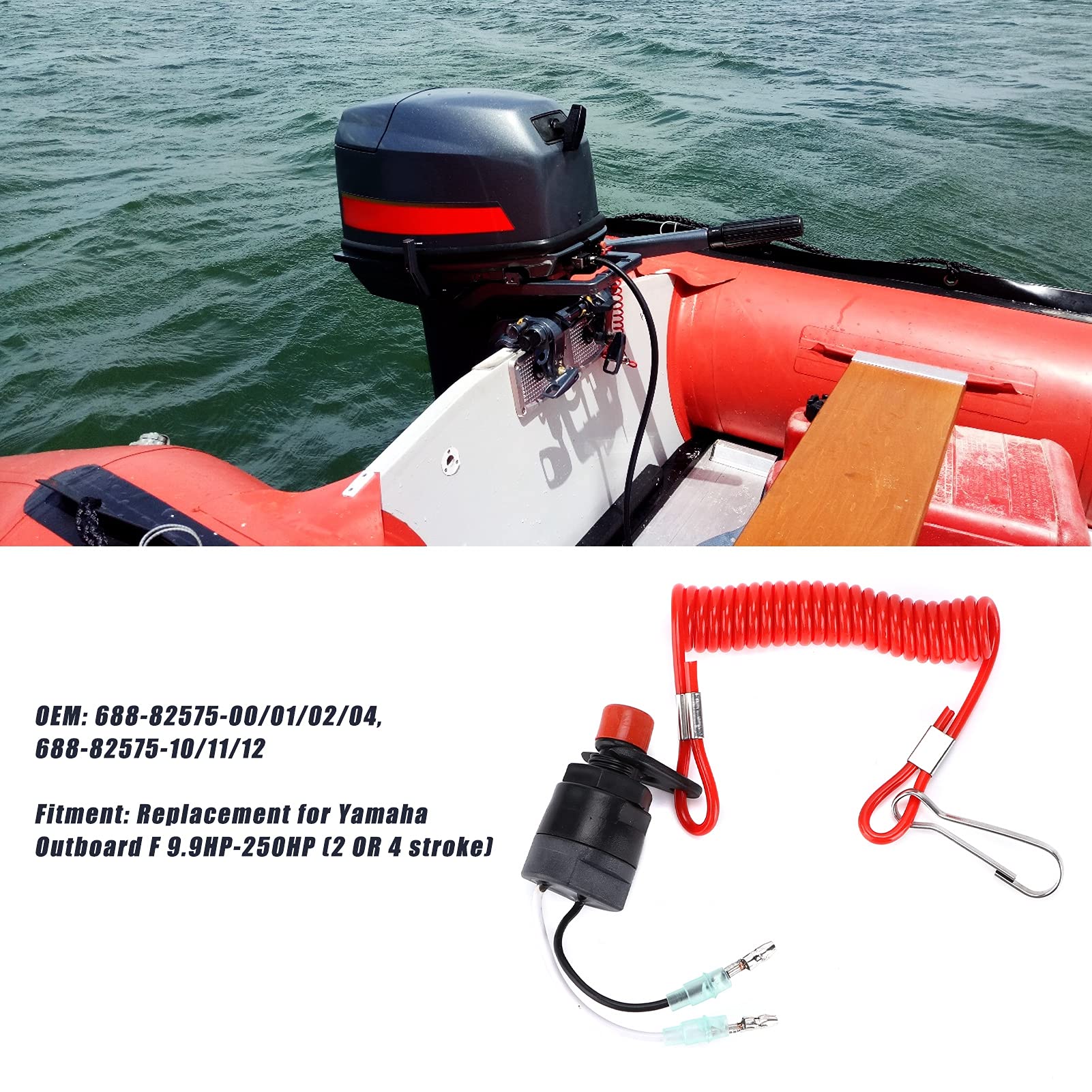 Aramox Marine Outboard Engine Kill Stop Switch Emergency Flameout Replacement For Yamaha F 9.9Hp-250Hp 2 Or 4 Stroke Oem: 688-82575-01