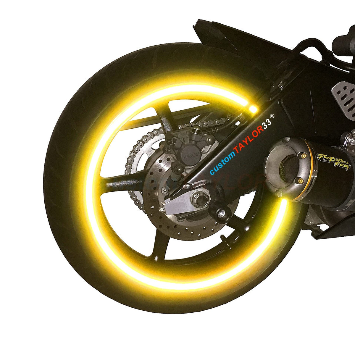 Customtaylor33 Yellow High Intensity Grade Reflective Copyrighted Safety Rim Tapes - (Must Select Your Rim Size) (10' (Tire Size, For Standing E-Scooters, Etc.))