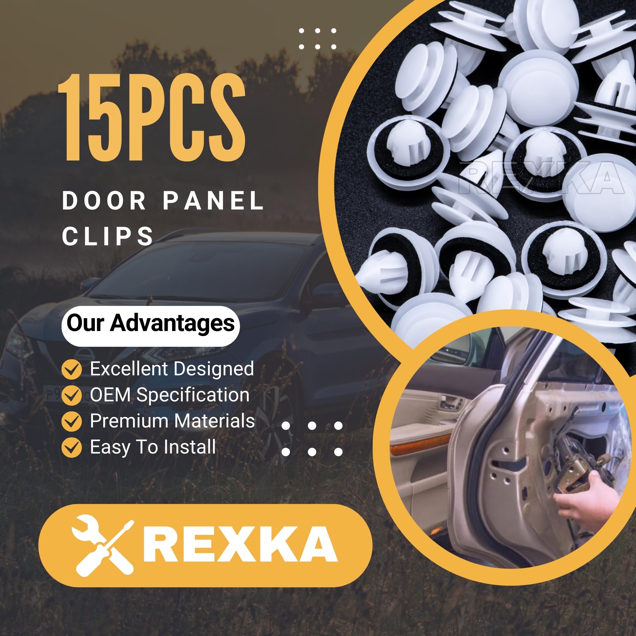 Rexka 15Pcs Door Trim Panel Rivet Clips Gj6R-68-Abx For Miata, Rx-8, Cx-9, Mazda 3, 6