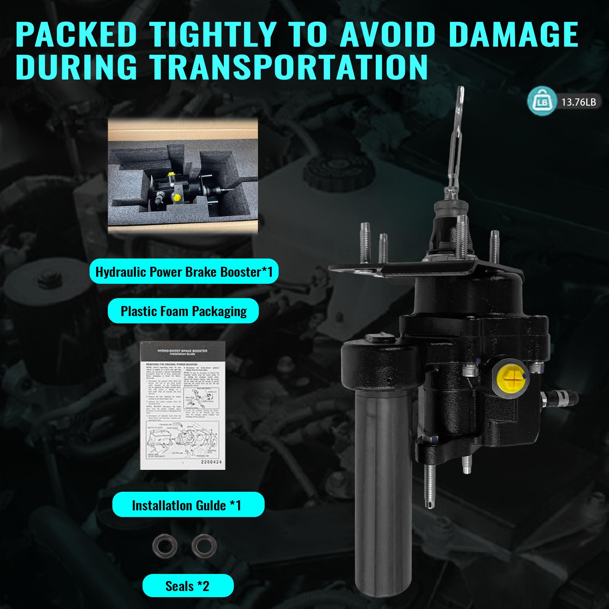 Hydraulic Power Brake Booster 52-7416 compatible with Ram 2500 3500 4500 5500 2011-2018 6.7L L6 5.7L V8 6.4L V8 52013874AC 68144