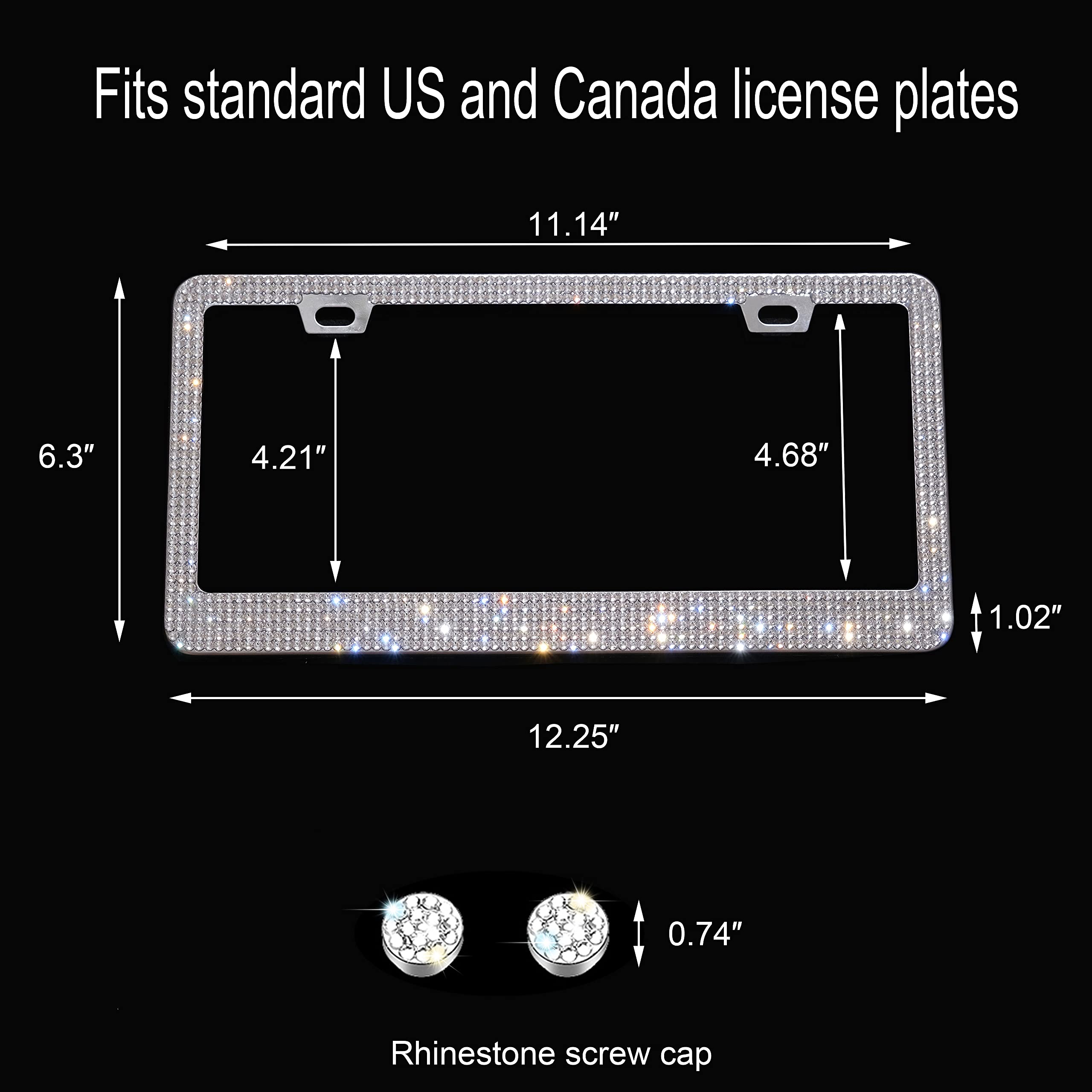 Newzon Rhinestone Bling License Plate Frames For Women Cute- 2 Pack Bedazzled Sparkle Cute Diamond Car License Plate Frame - Gli