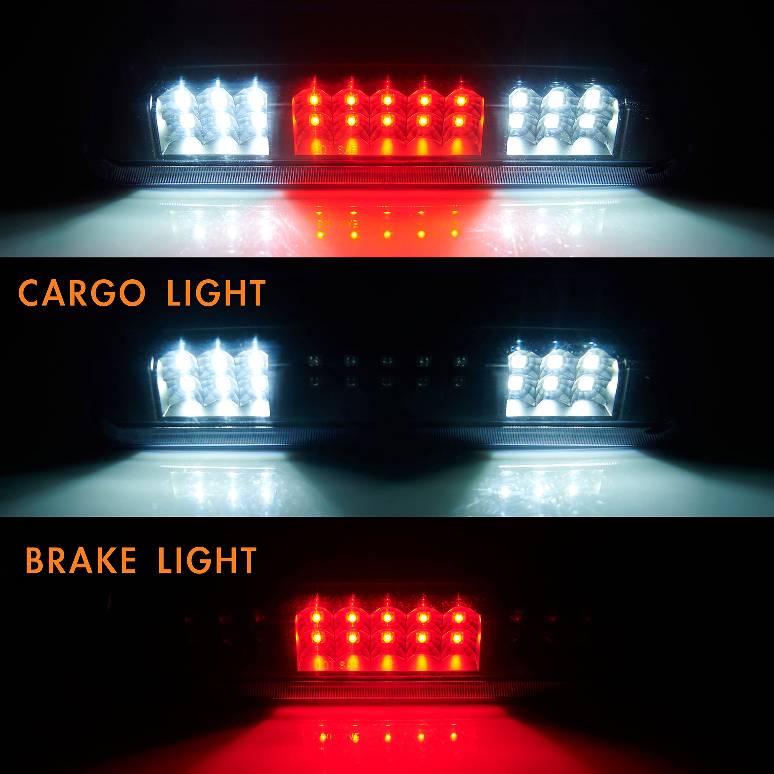 Cxdar Third 3Rd Brake Light Led For 2004 2005 2006 2007 2008 Ford F150, High Mount Rear Brake Lights Assembly For 04-08 F-150, W