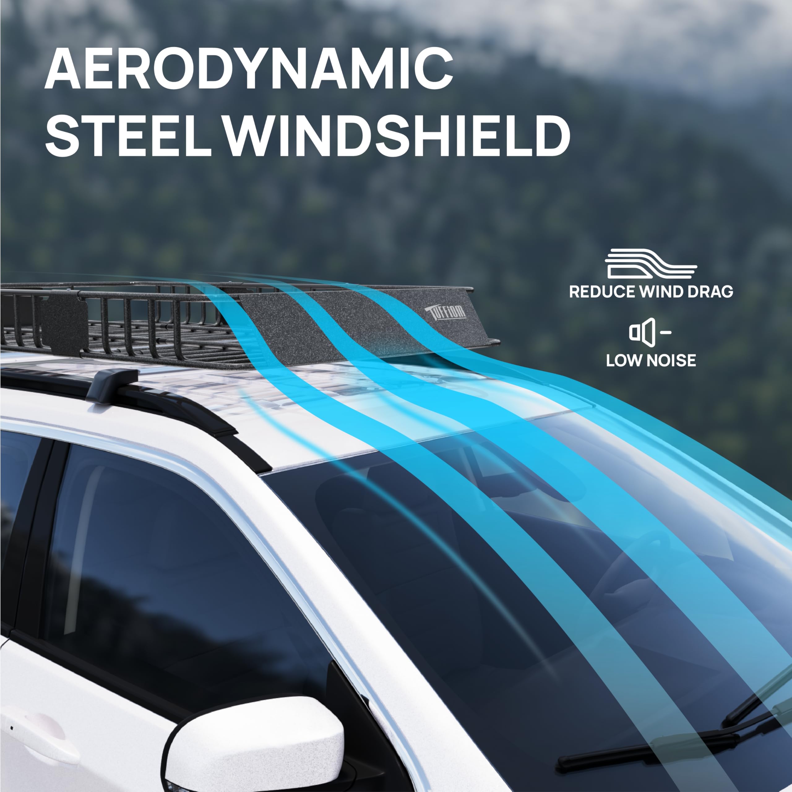 Tuffiom 64''X 39''X 6'' Universal Rooftop Cargo Carrier Basket, Extendable Steel Roof Rack Basket W/Net+Storage Bag+Pedal+Straps