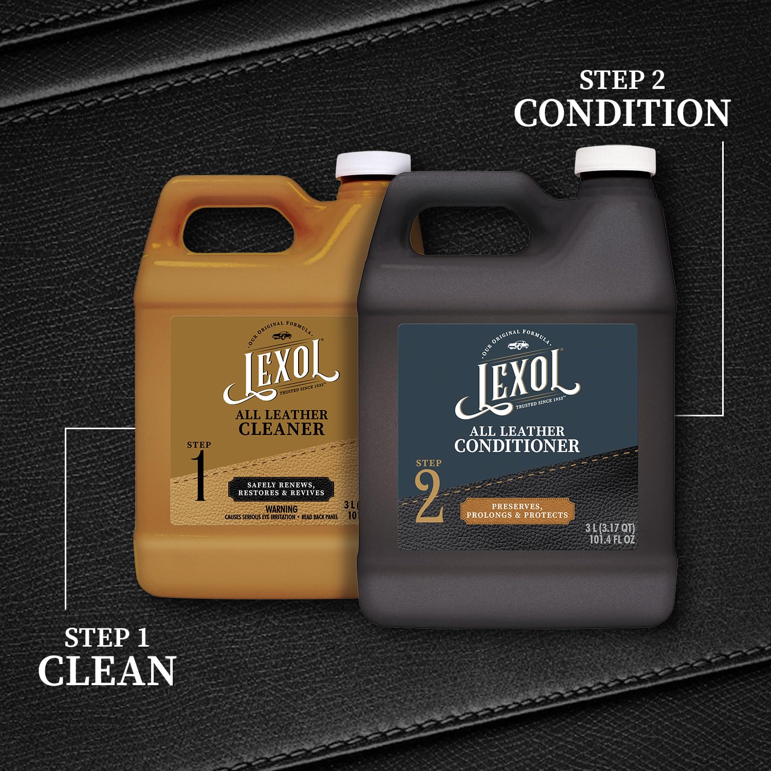 Lexol Deep Leather Conditioner, Use on Car Leather Upholstery, Shoes, Boots, Furniture and Other Leather Accessories, 101.4 Fl Oz (3-Liter)