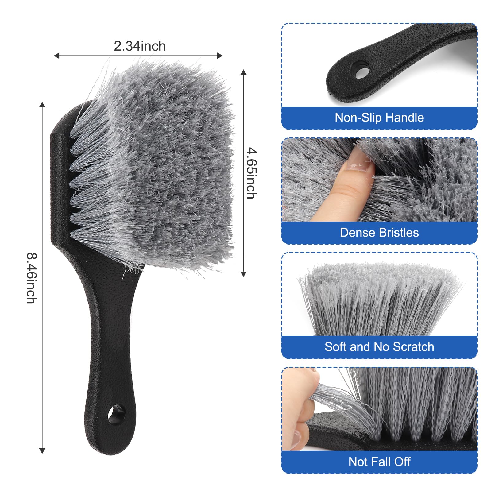 Wheel Rim Tire & Carpet Cleaning Brush Set, Soft & Stiff Bristle Wash Cleaning Supplies Kit For Car All Exterior Surface And Car
