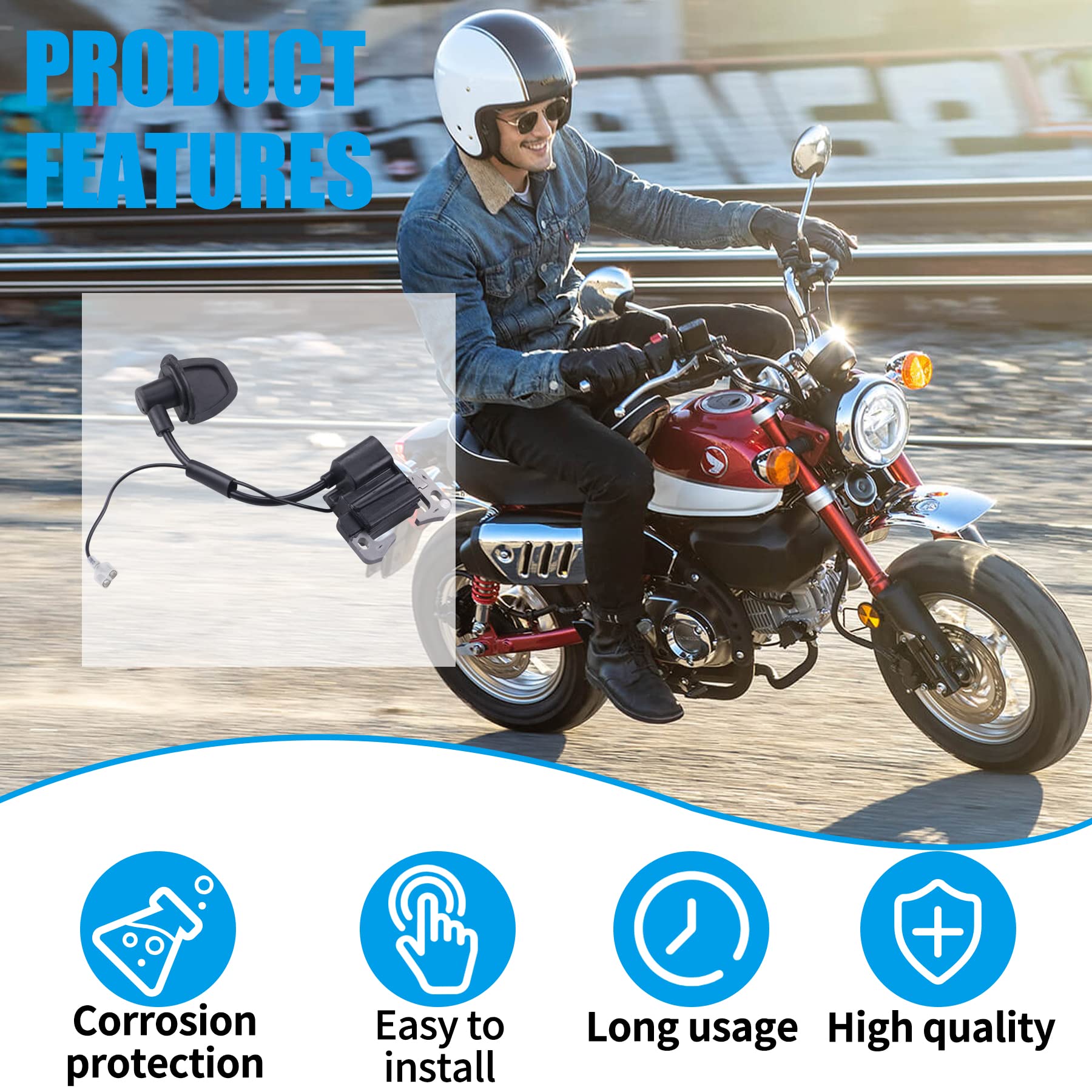 JINGKE 2-Stroke Engine Ignition Coil for 33cc 43cc 47cc 49cc 50cc Mini moto Dirt Pocket Bike Chopper Scooter Kids Quad ATV Minim