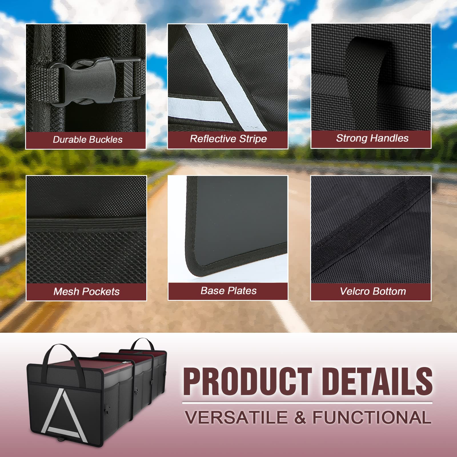 K Knodel Sturdy Car Trunk Organizer With Premium Insulation Cooler Bag, Heavy Duty Collapsible Trunk Storage Organizer For Car,