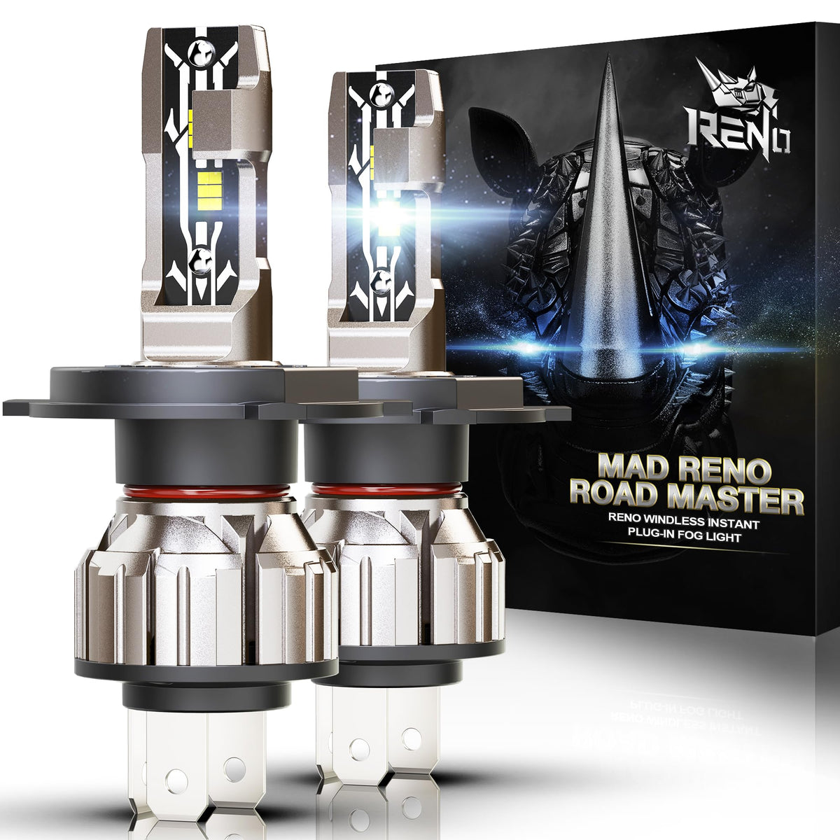 Reno H4 Bulb, H4 9003 Fog Lights Bulb, 9003 H4 Light Bulbs Fanless In Line Hb2 Car Fog Bulb Plug And Play, Pack Of 2