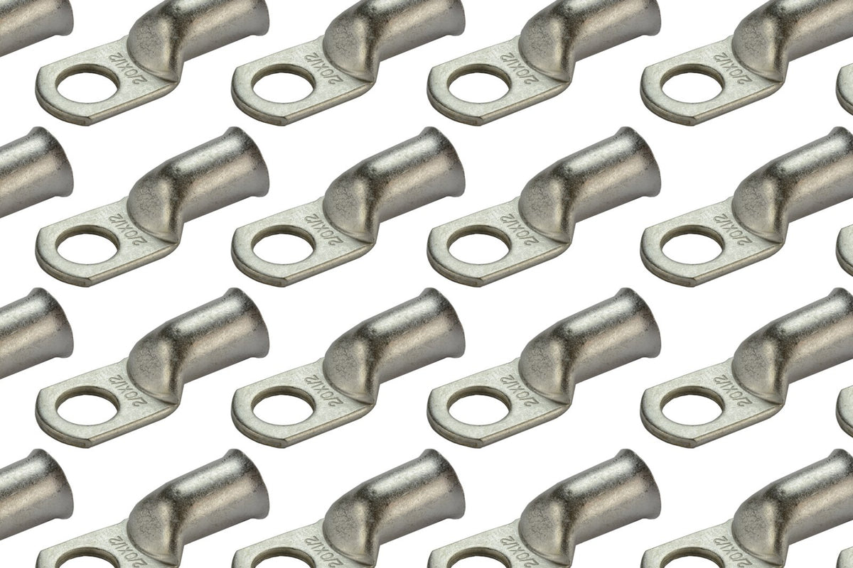 Temco 100 Pack Tinned Copper Welding Battery Cable Ends, Lugs Terminal 2/0 Awg 1/2'' Hole - Marine Grade (6 Awg To 1/0 Awg Optio