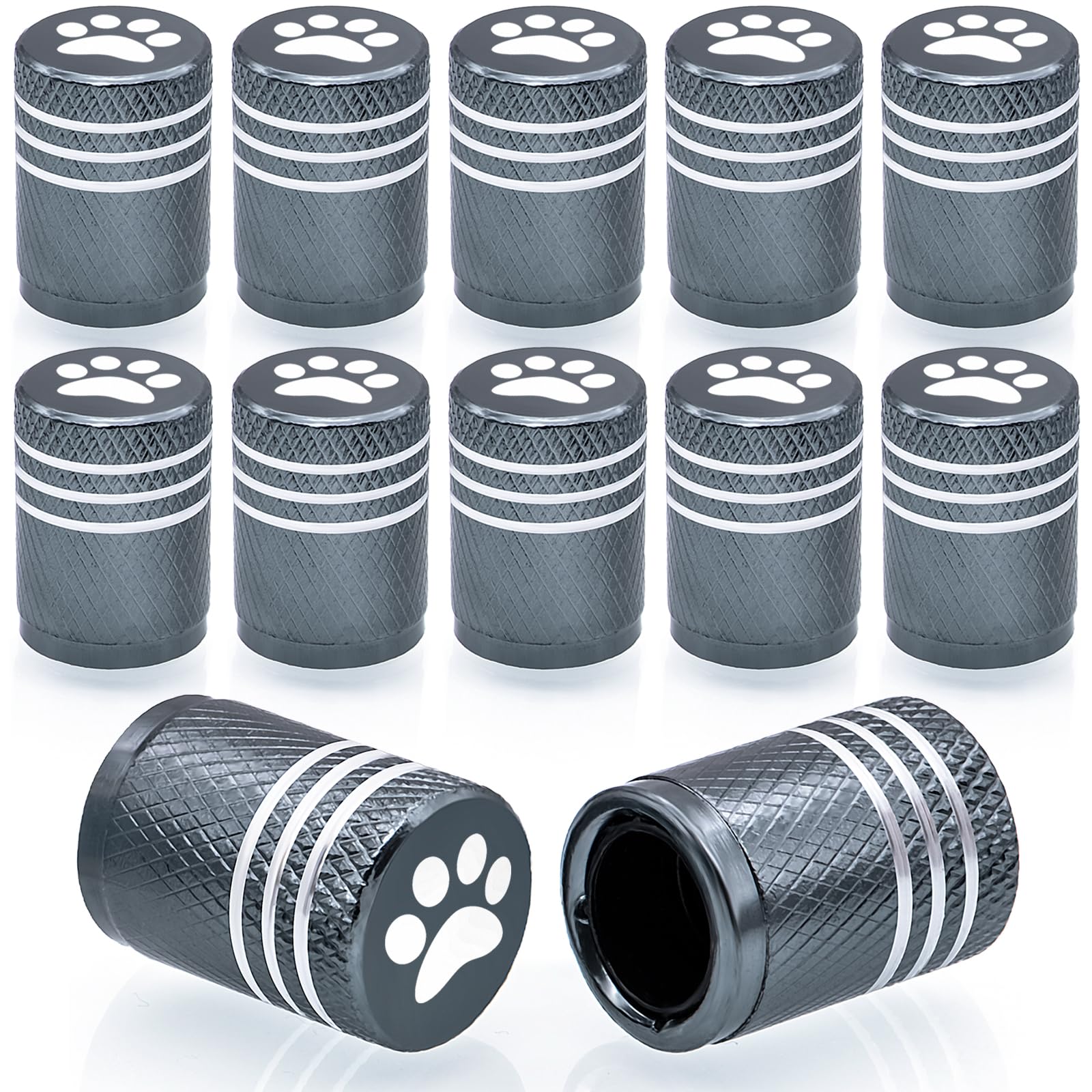 Meajoo 12Pcs Cat Dog Paw Tire Valve Stem Caps, Aluminum Air Caps Cover, With Plastic Liner Corrosion Resistant Leak-Proof, Unive