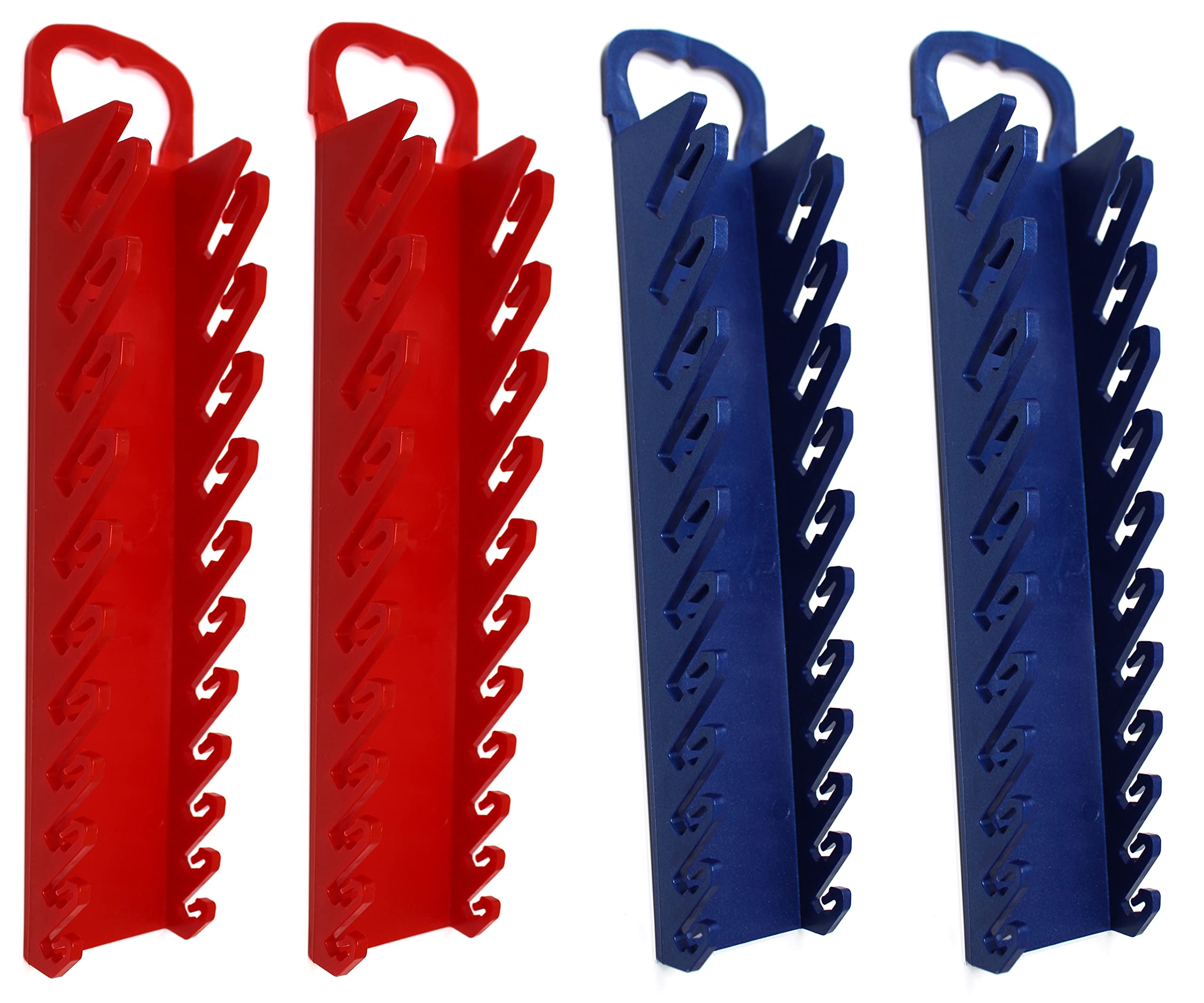Jsp Manufacturing 11-Tool Gripper Wrench Organizer Tool Tray Kit For Stubby Or Line Wrenches (4 Piece Kit, Red & Blue)