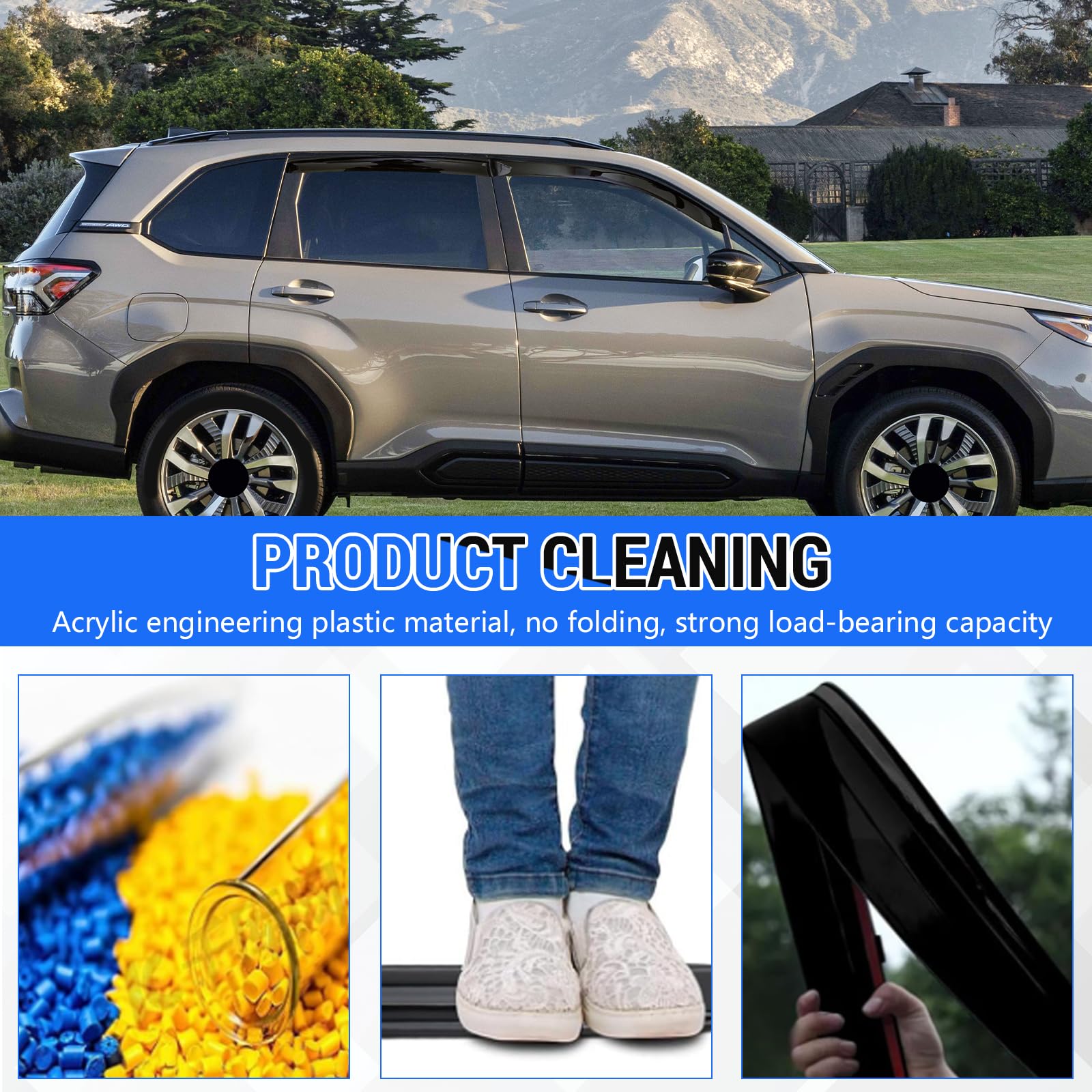 FormiPow Window Visors Rain Guards Shield for 2025 Subaru Forester, Tape-On Mugen Style, Highly Flexible Window Wind Deflectors