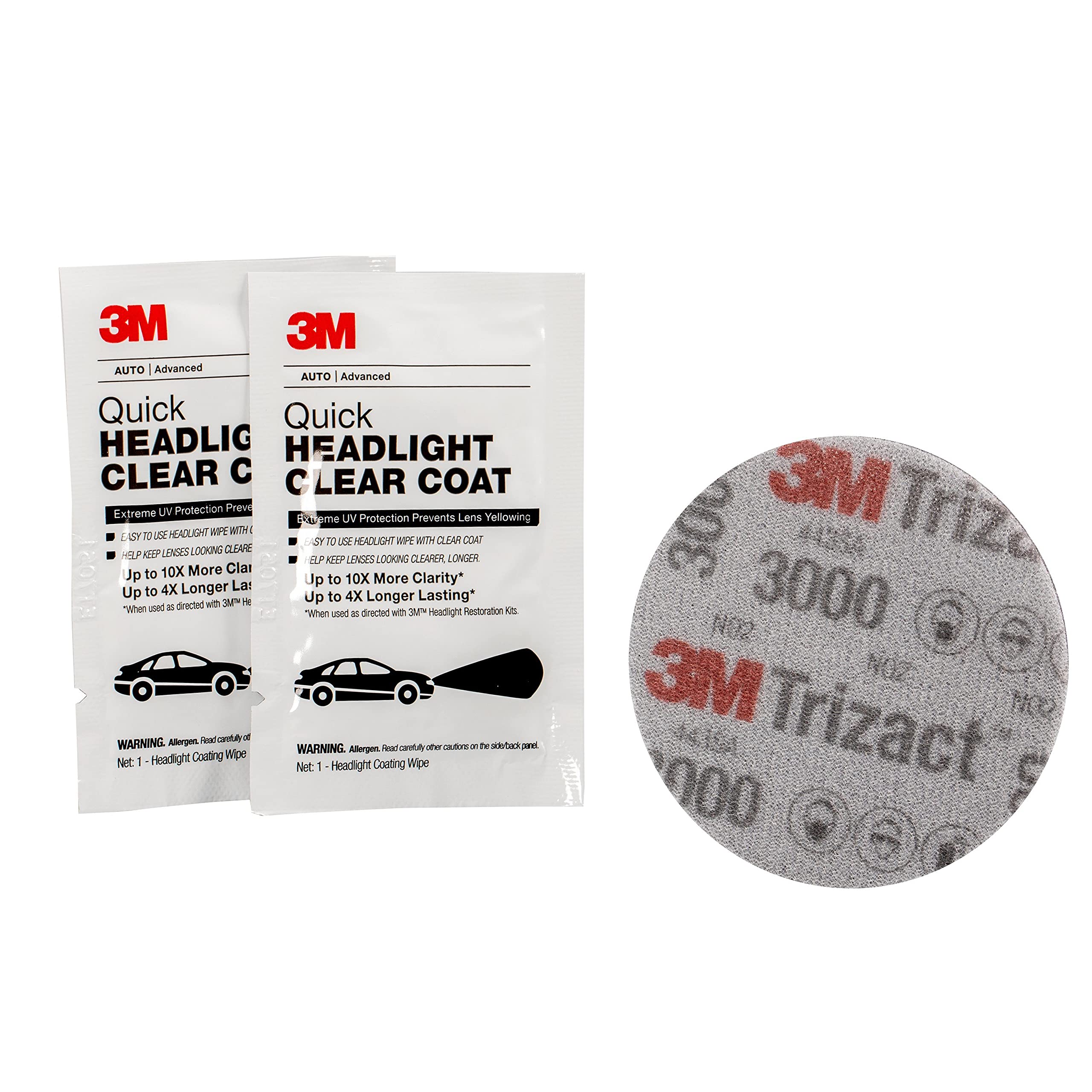 3M Quick And Easy Headlight Restoration Kit, Removes Light Yellowing In 15-Minutes, 39193, 1 Kit