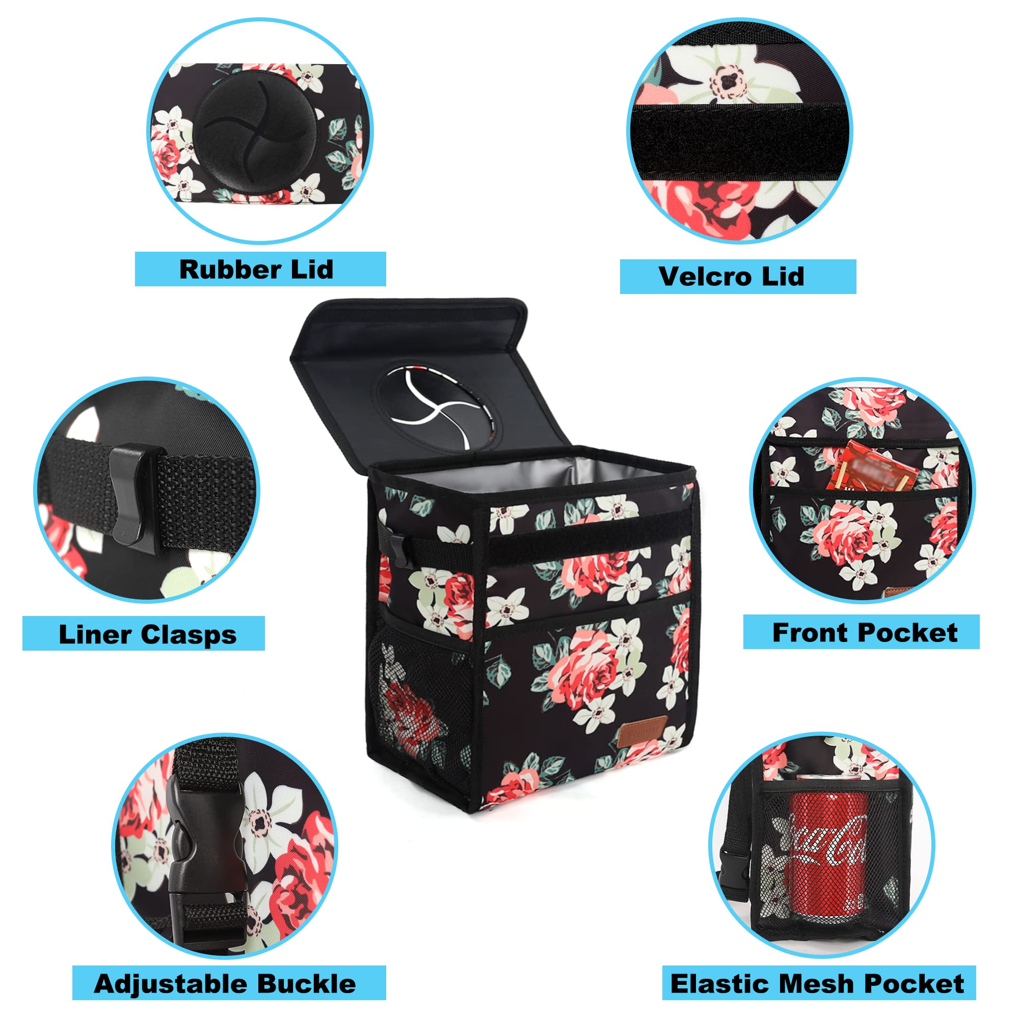 Car Trash Can Leak Proof Car Trash Bag Waterproof Car Garbage Can With Lid For Suv Front Seat Multipurpose Car Hanging For Headr