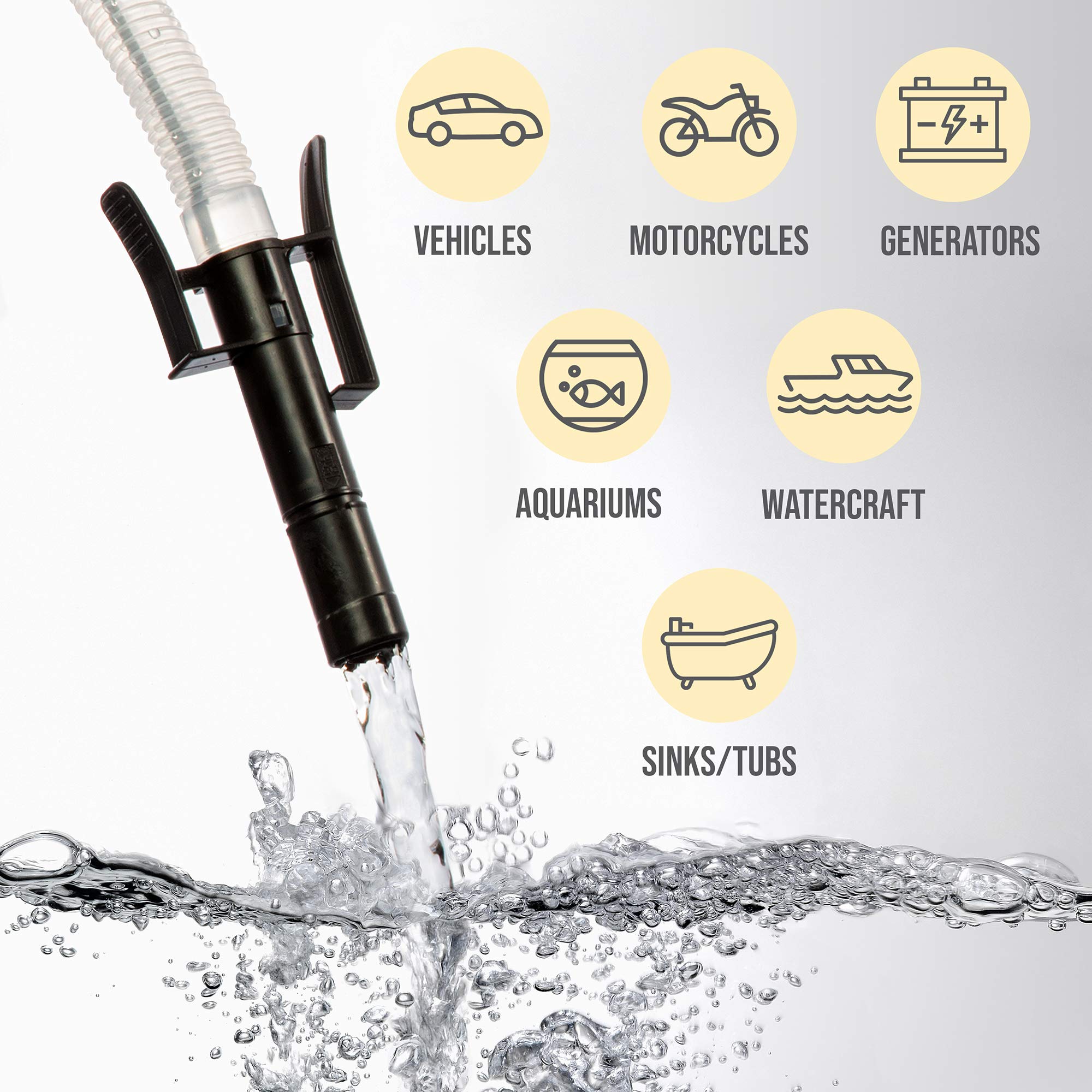 Deway Automatic Fuel Transfer Pump With Auto-Stop, 3X More Powerful D Battery Powered, Extra Long Hose, Portable Liquid Pump Tra