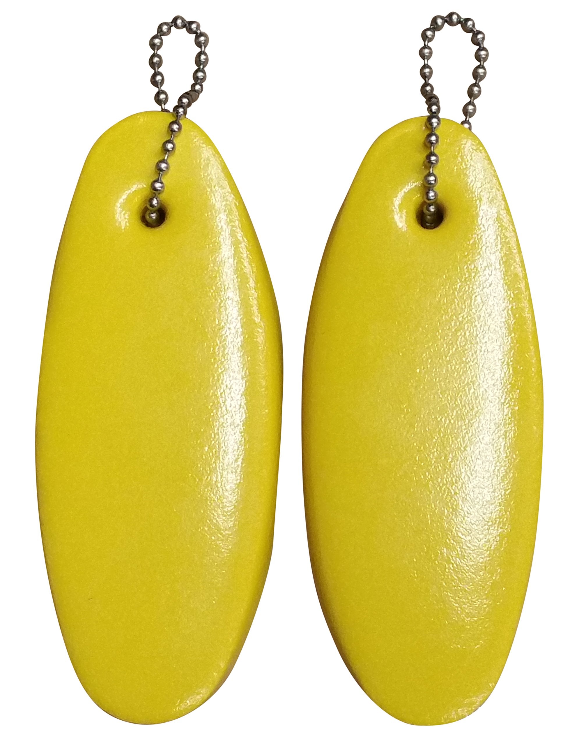 2 Pack Jumbo Vinyl Coated Yellow Floating Keychain Key Floats -Made In The Usa- (Yellow)