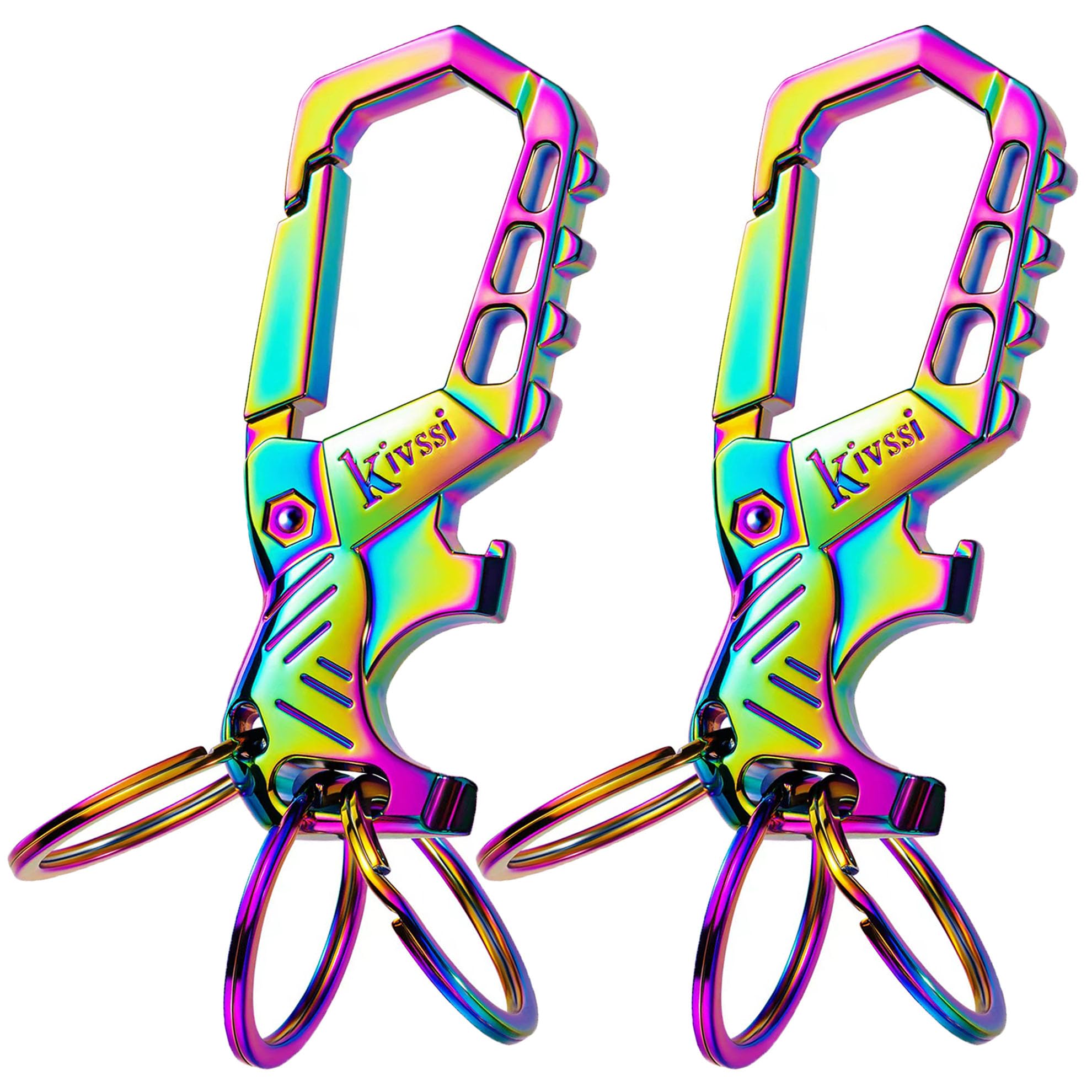 Heavy Duty Metal Keychains, Carabiner Clip Car Key Chains,Fashion Family Keychain Bottle Opener And 3 Key Rings Suitable For Men