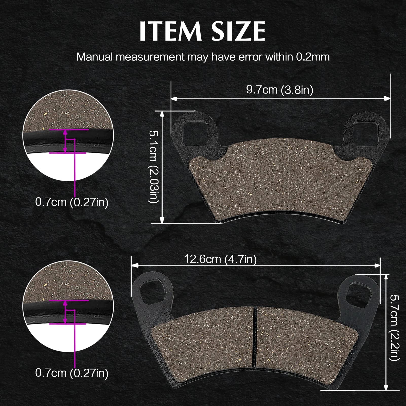 Front and Rear Brake Pads for Polaris Ranger 500 570 700 800 900 RZR 800 900 XP Ranger 700 XP Ranger 800 XP Ranger 900 XP Ranger