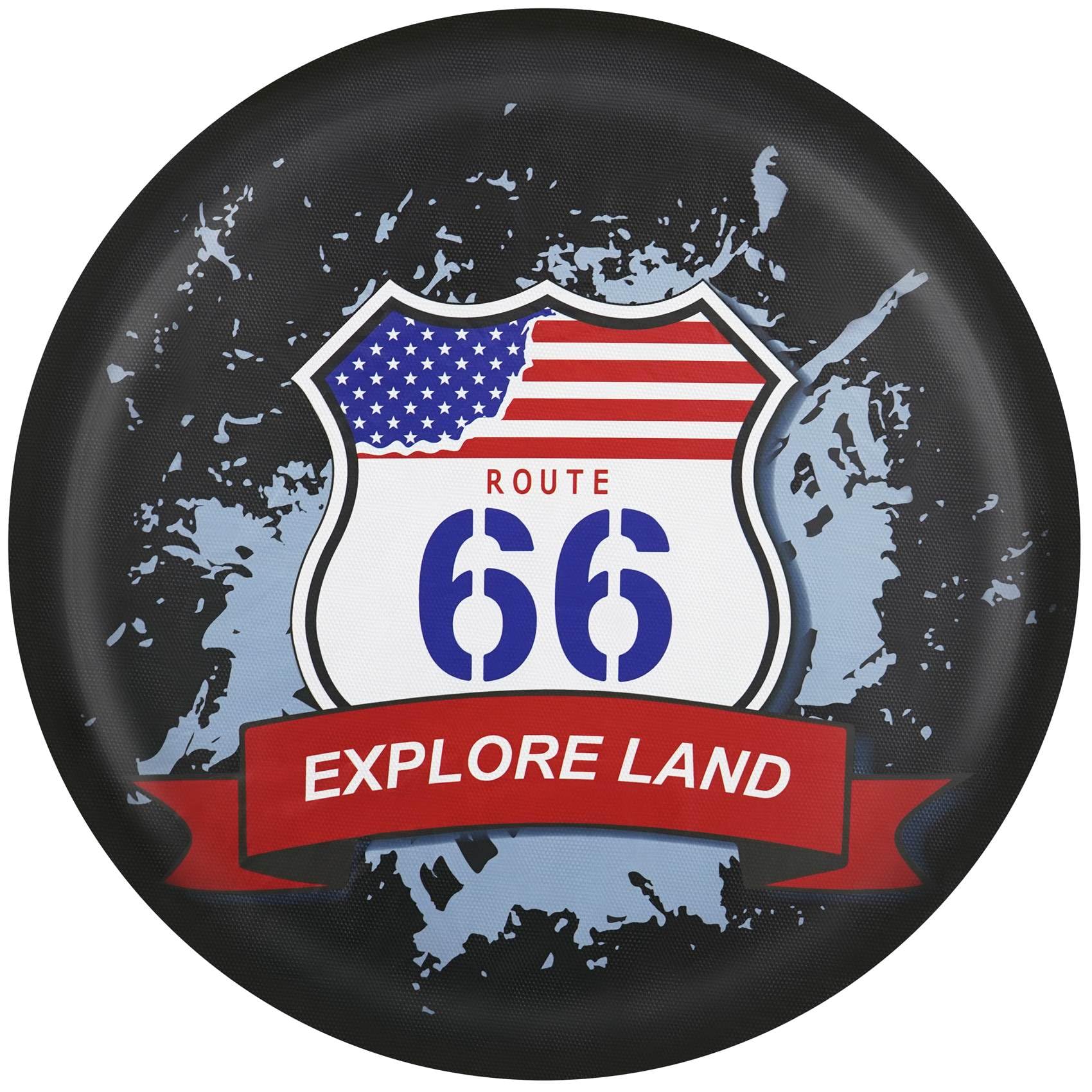 Explore Land 26-27.75 Inch Spare Tire Cover Fit Trailer, Rv, Suv, Truck, Tough Tire Wheel Soft Cover, American Flag And Route 66