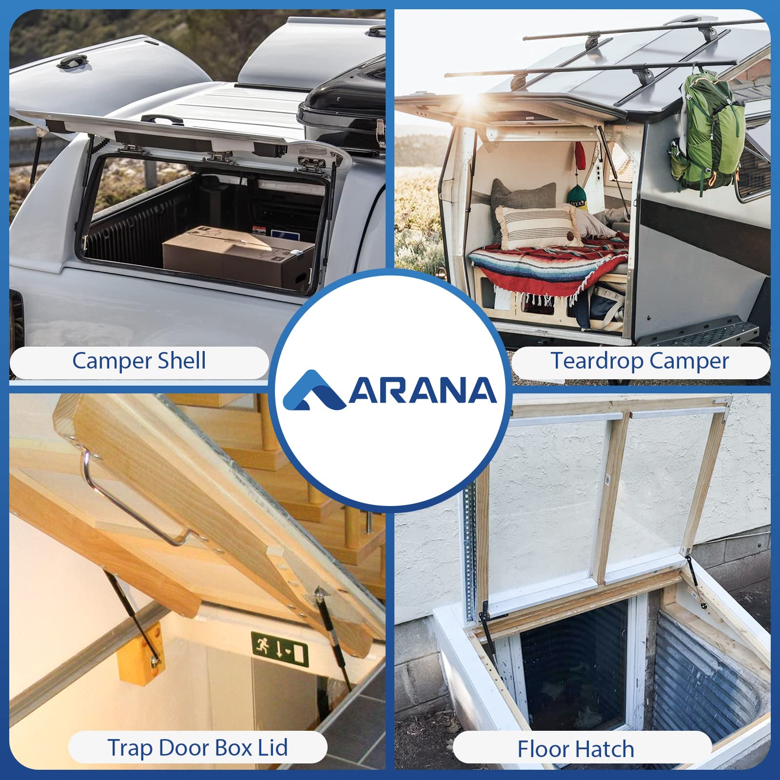 Arana Ml3860 23 Inch 60Lb Gas Struts Prop Springs Shocks, Se230P60 23'' 60Lb Replacement Lift Supports For Rv Bed Camper Shell T