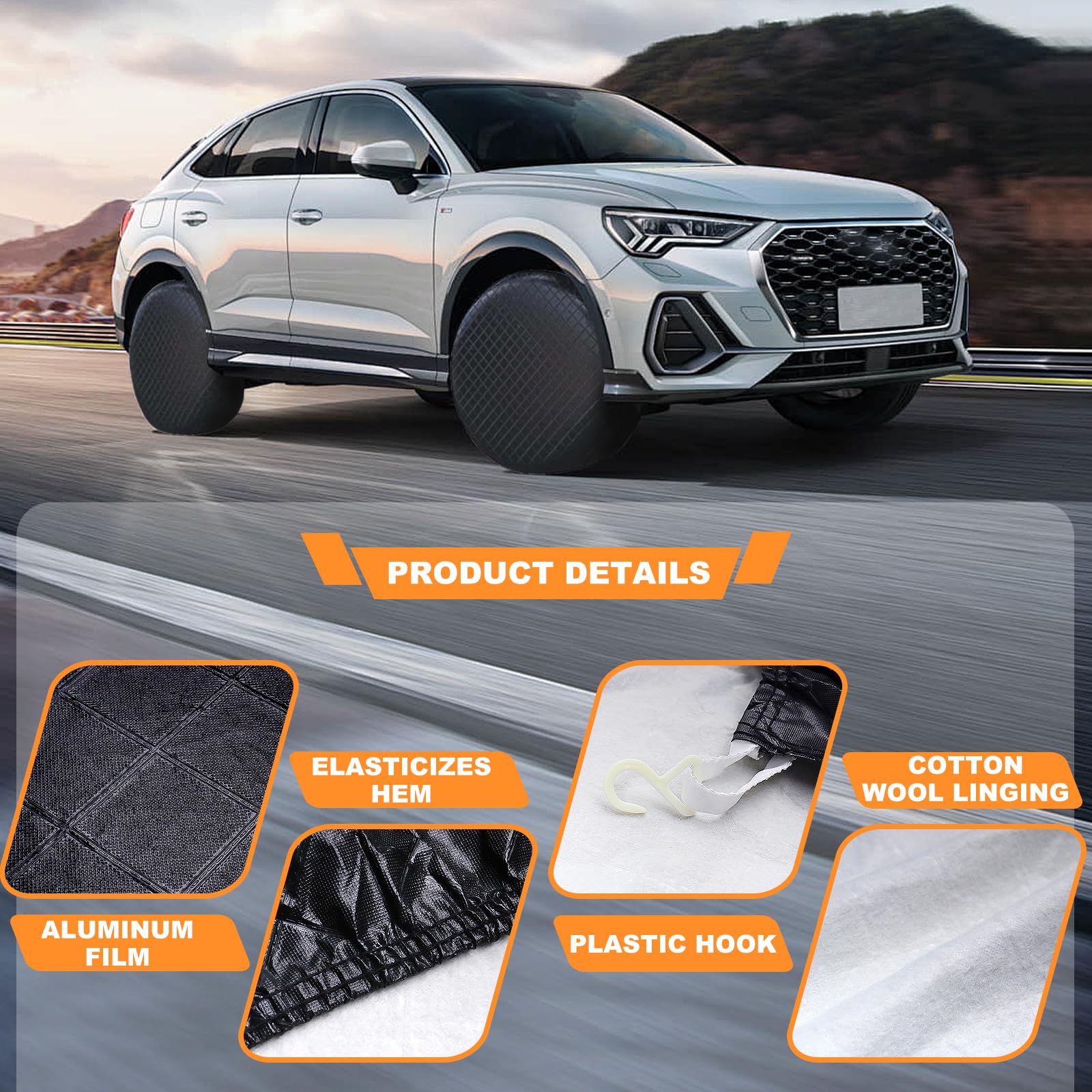 Amfor Set Of 4 Tire Covers,Waterproof Aluminum Film Tire Sun Protectors,Weatherproof Tire Protectors (Black-2Pcs, 19 ''-22 '')