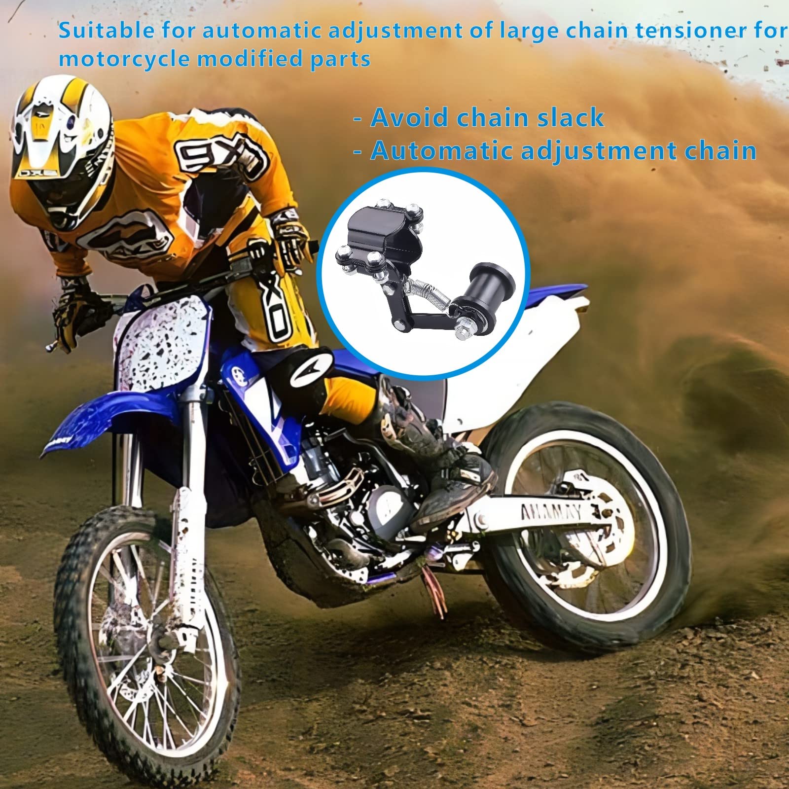 Motcoda Motorized Bike Universal Chain Tensioner Heavy Chain Tensioner Adjuster Spring Sprocket Chain Tensioner For Motorized Bicycle Dirt Pit Pro Dirt Bike (Upgraded 3 Spare Wheels)