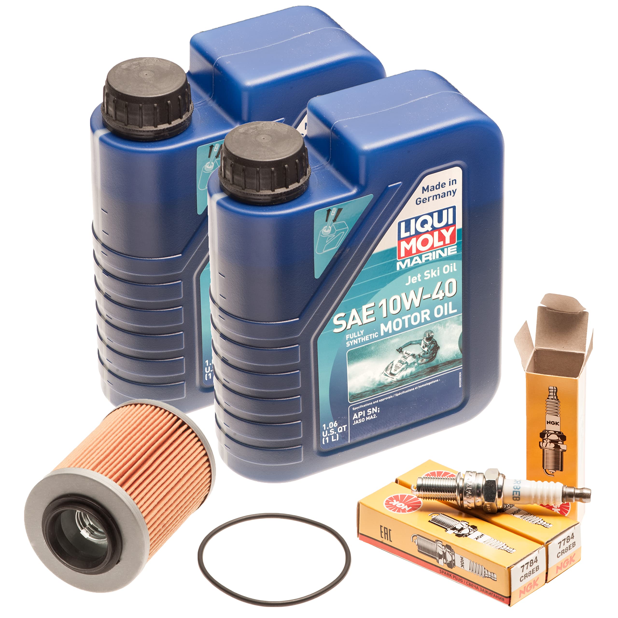 Oil Change Service Kit w/Filter & NGK Plugs for SeaDoo Spark All Models 09 & Up